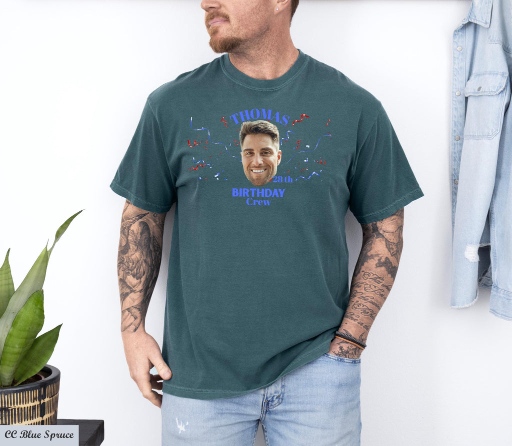 Custom Birthday Photo Name Shirt, Personalized Photo Birthday Party Tee, Funny Personalized Celebration Tee, Name Birthday Group T-Shirt