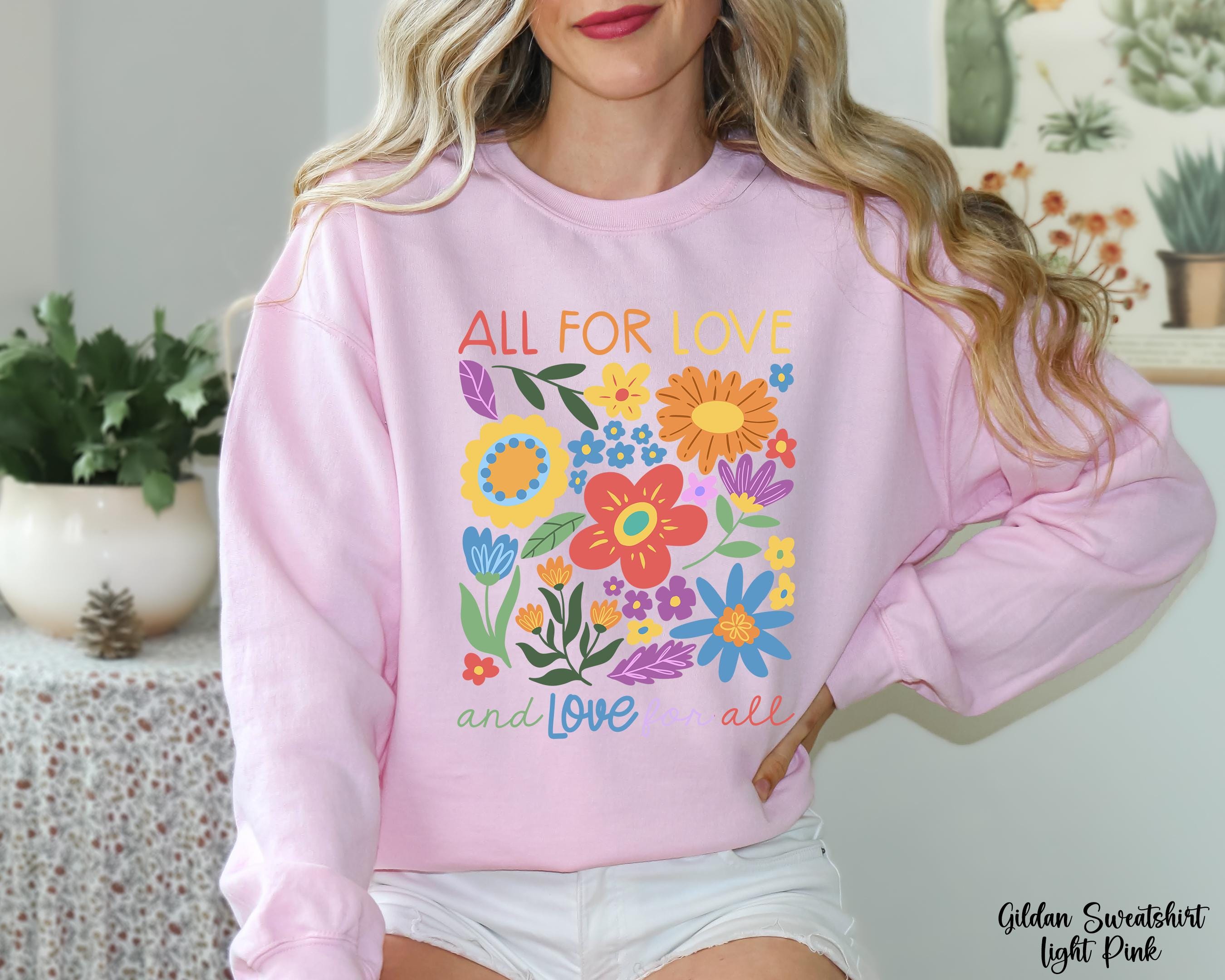 All For Love Love For All Sweatshirt, Pride Love Sweatshirt, LGBTQ Pride Crewneck, LGBT Gift For Friend, Pride Ally Era Sweatshirt, Gay Tee