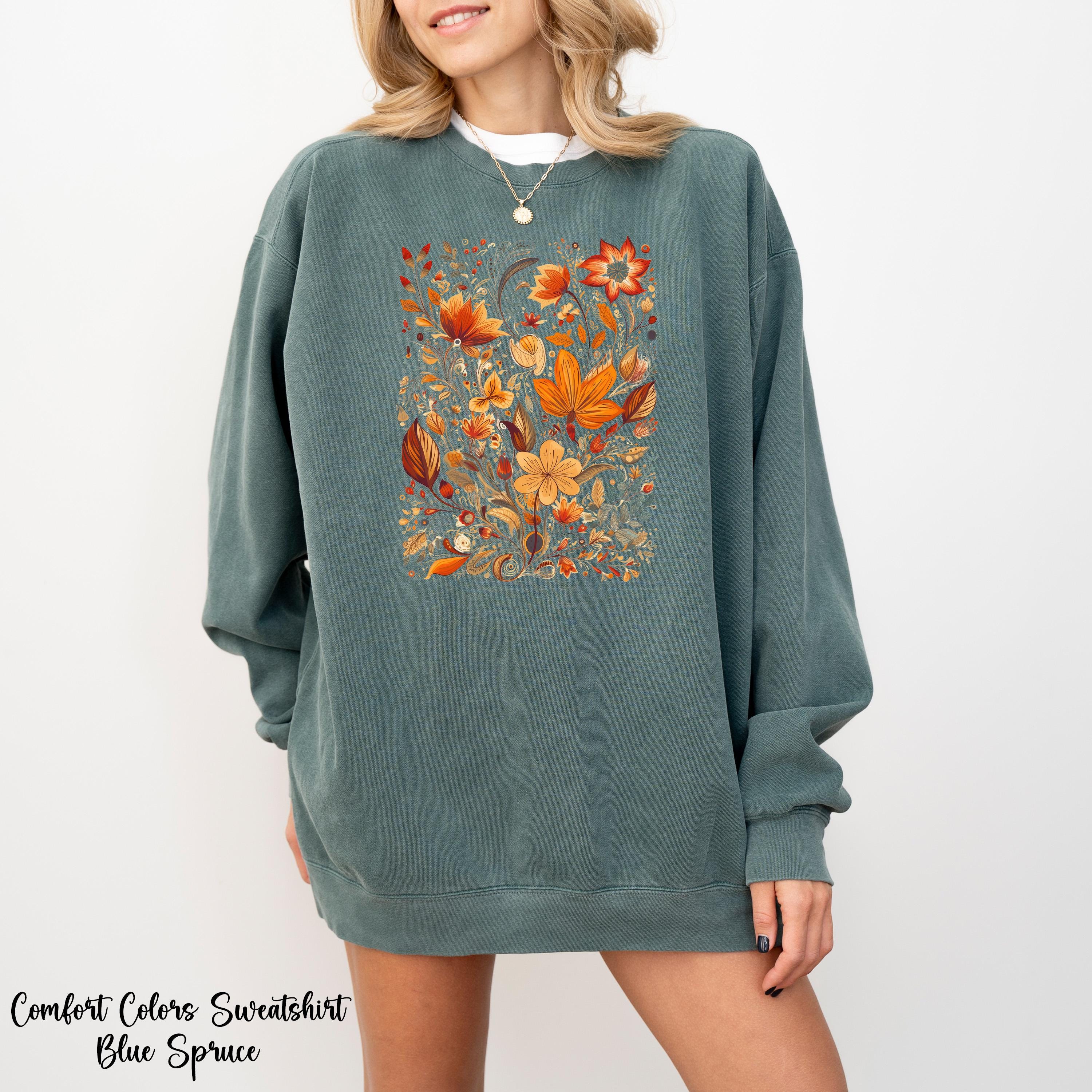 Vintage Pressed Flowers Sweatshirt, Cottagecore, Autumn Floral Sweater, Aesthetic Fall Graphic Tee, Nature Flower Lover, Thanksgiving Shirt