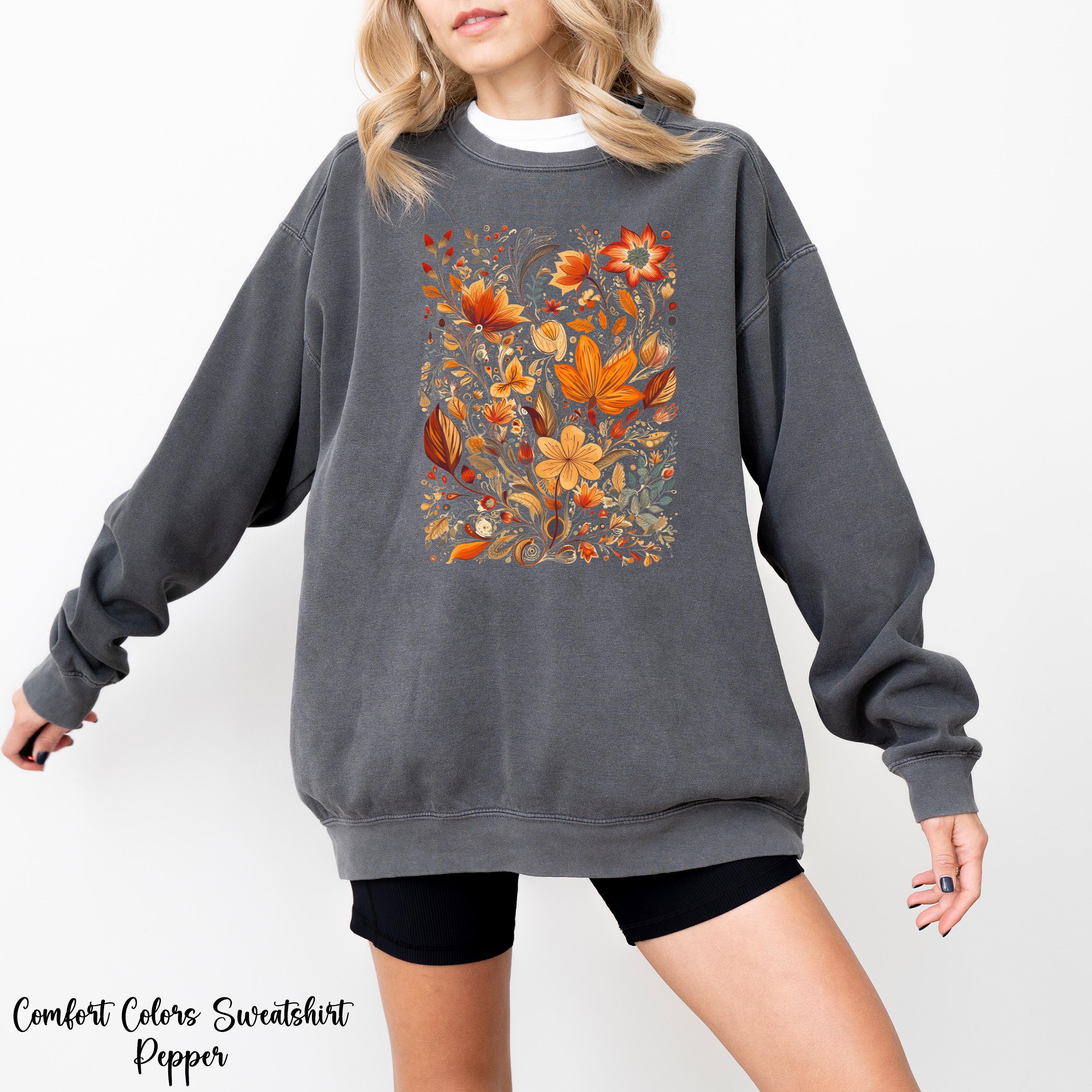 Vintage Pressed Flowers Sweatshirt, Cottagecore, Autumn Floral Sweater, Aesthetic Fall Graphic Tee, Nature Flower Lover, Thanksgiving Shirt