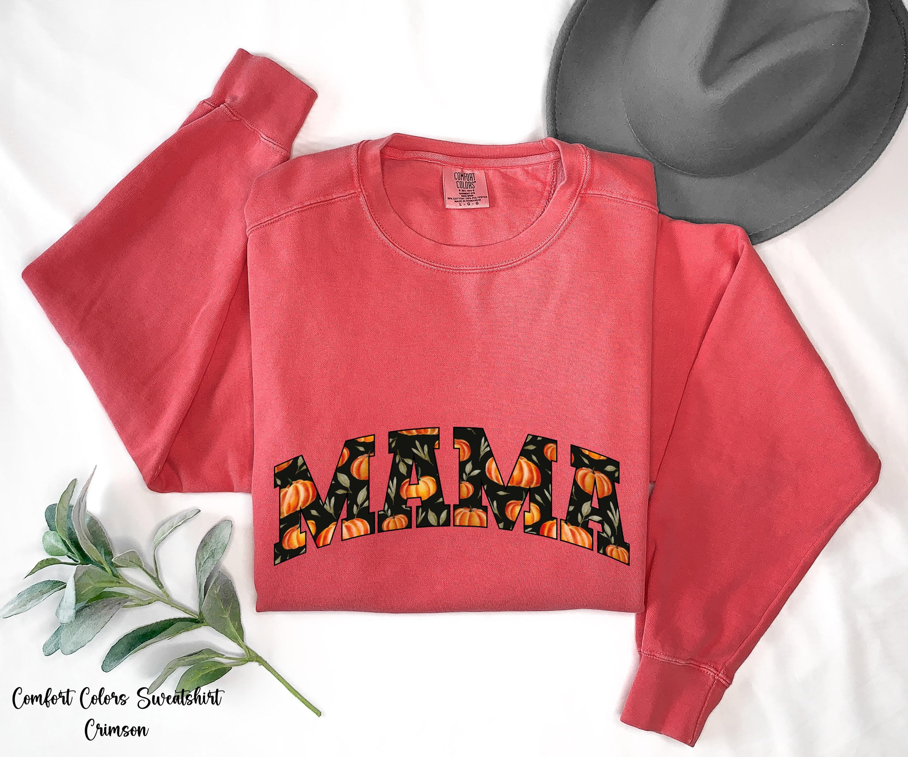Retro Halloween Mama, Sweatshirt, Pumpkin Mama Sweatshirt, Mama Halloween Gift, Floral Pumpkin Shirt, Comfort Colors Mom Shirt, Gift For Mom