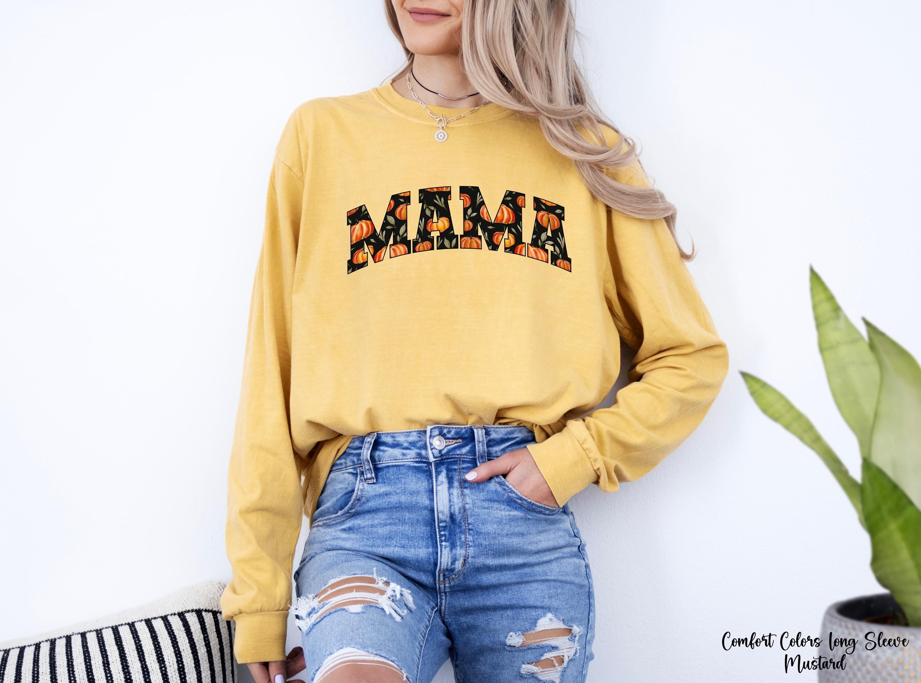 Retro Halloween Mama, Sweatshirt, Pumpkin Mama Sweatshirt, Mama Halloween Gift, Floral Pumpkin Shirt, Comfort Colors Mom Shirt, Gift For Mom