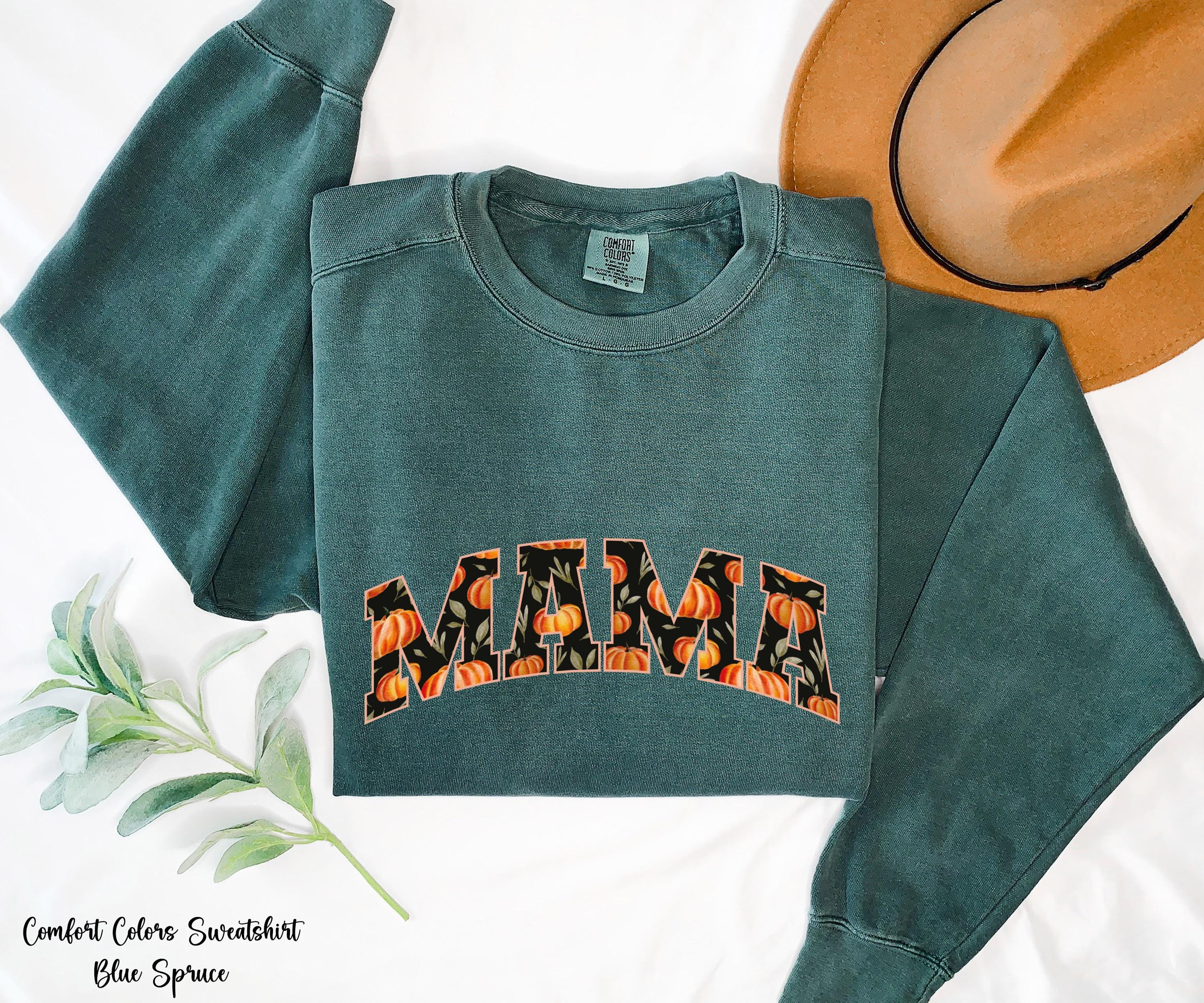 Retro Halloween Mama, Sweatshirt, Pumpkin Mama Sweatshirt, Mama Halloween Gift, Floral Pumpkin Shirt, Comfort Colors Mom Shirt, Gift For Mom