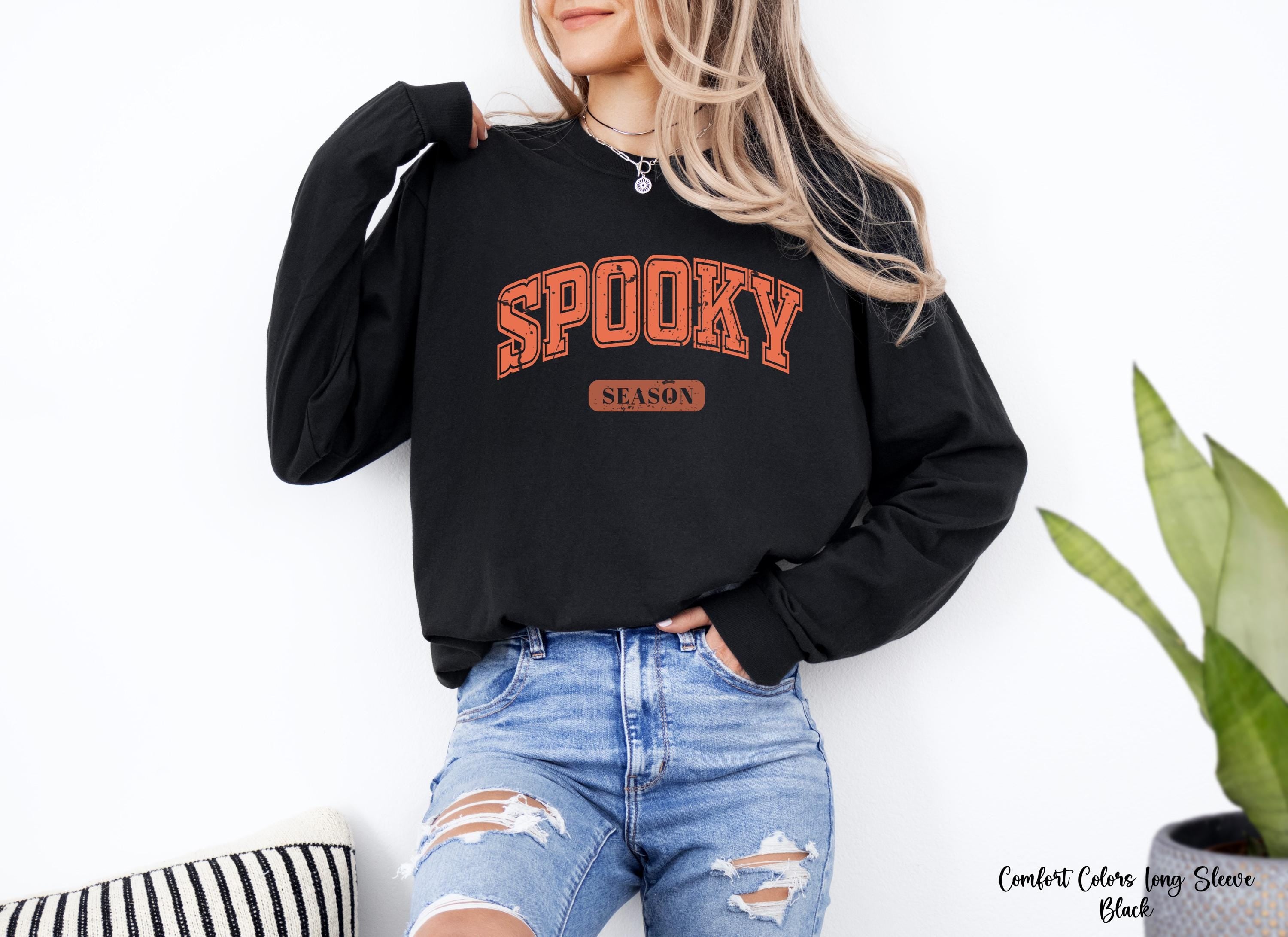 Spooky Season Sweatshirt, Spooky Halloween Shirt, Cute Fall Sweater, Gift For Halloween, Ghost Halloween Sweatshirt, Women Spooky Tee