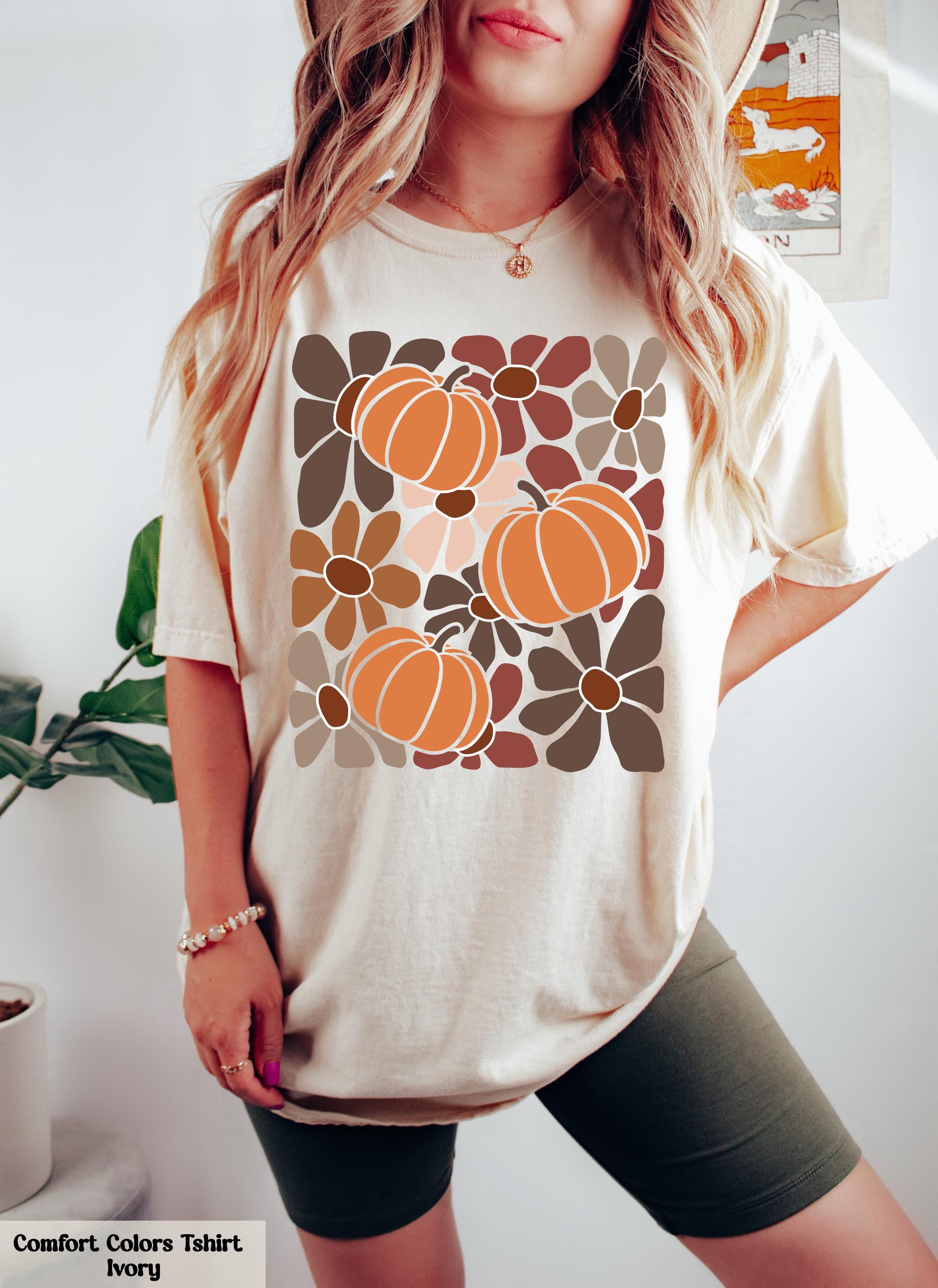 Boho Floral Fall Shirt, Pumpkin Season Tee, Pumpkin Floral Tee, Girly Halloween Tee, Thanksgiving Shirt, Autumn Shirt, Leopard Pink Pumpkin