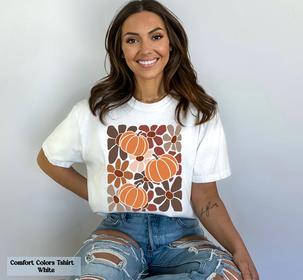 Boho Floral Fall Shirt, Pumpkin Season Tee, Pumpkin Floral Tee, Girly Halloween Tee, Thanksgiving Shirt, Autumn Shirt, Leopard Pink Pumpkin
