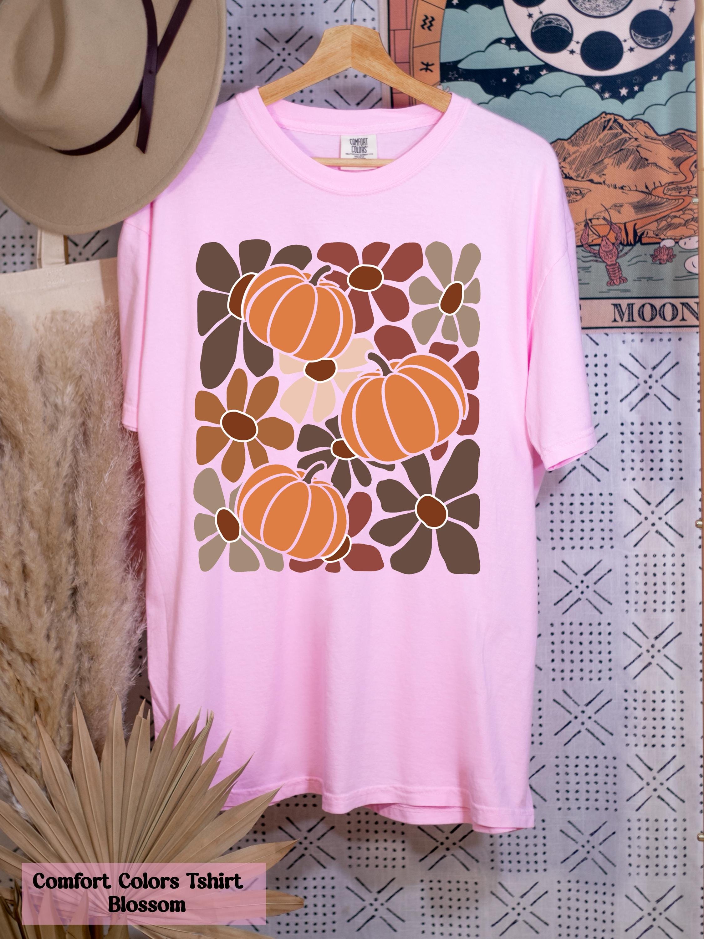 Boho Floral Fall Shirt, Pumpkin Season Tee, Pumpkin Floral Tee, Girly Halloween Tee, Thanksgiving Shirt, Autumn Shirt, Leopard Pink Pumpkin