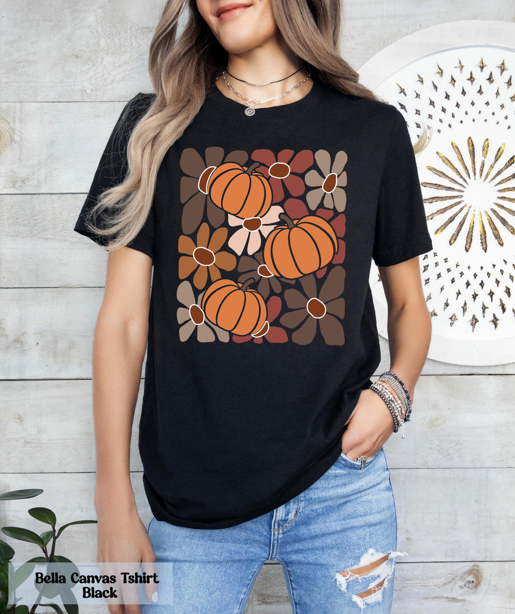Boho Floral Fall Shirt, Pumpkin Season Tee, Pumpkin Floral Tee, Girly Halloween Tee, Thanksgiving Shirt, Autumn Shirt, Leopard Pink Pumpkin
