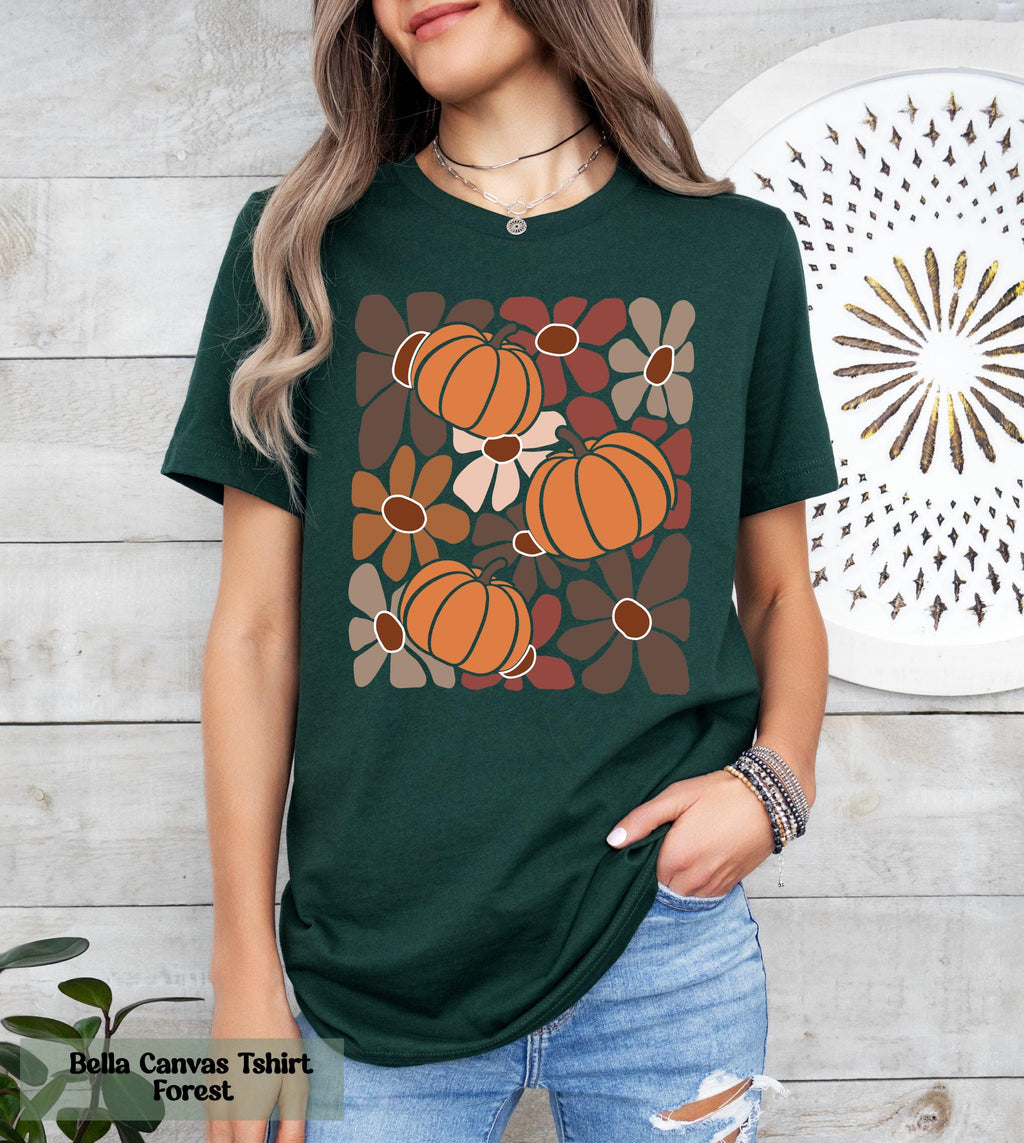 Boho Floral Fall Shirt, Pumpkin Season Tee, Pumpkin Floral Tee, Girly Halloween Tee, Thanksgiving Shirt, Autumn Shirt, Leopard Pink Pumpkin