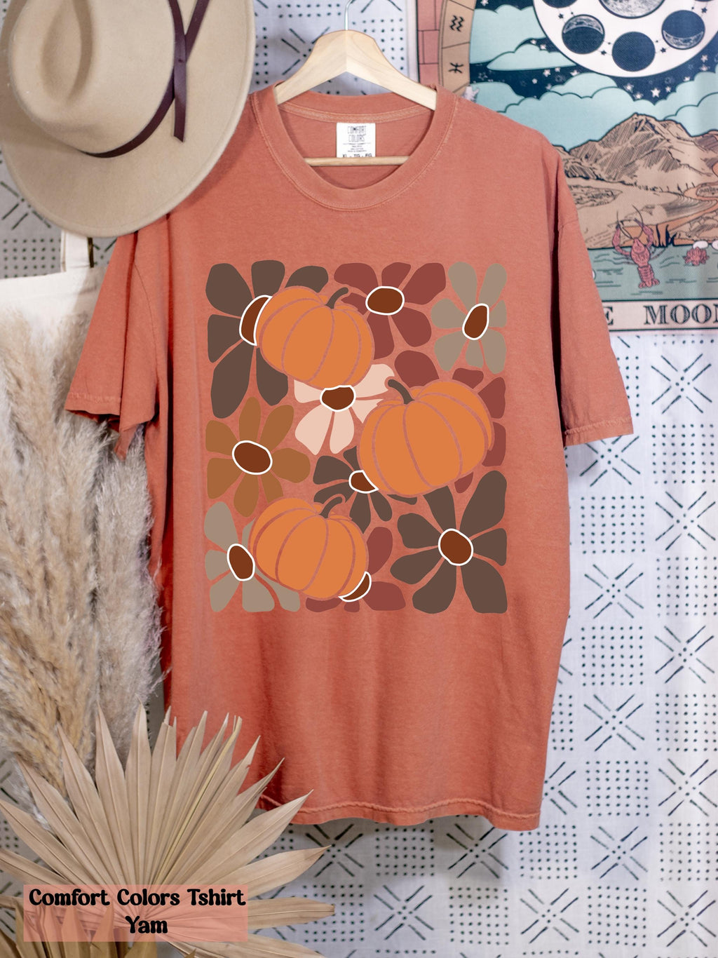 Boho Floral Fall Shirt, Pumpkin Season Tee, Pumpkin Floral Tee, Girly Halloween Tee, Thanksgiving Shirt, Autumn Shirt, Leopard Pink Pumpkin