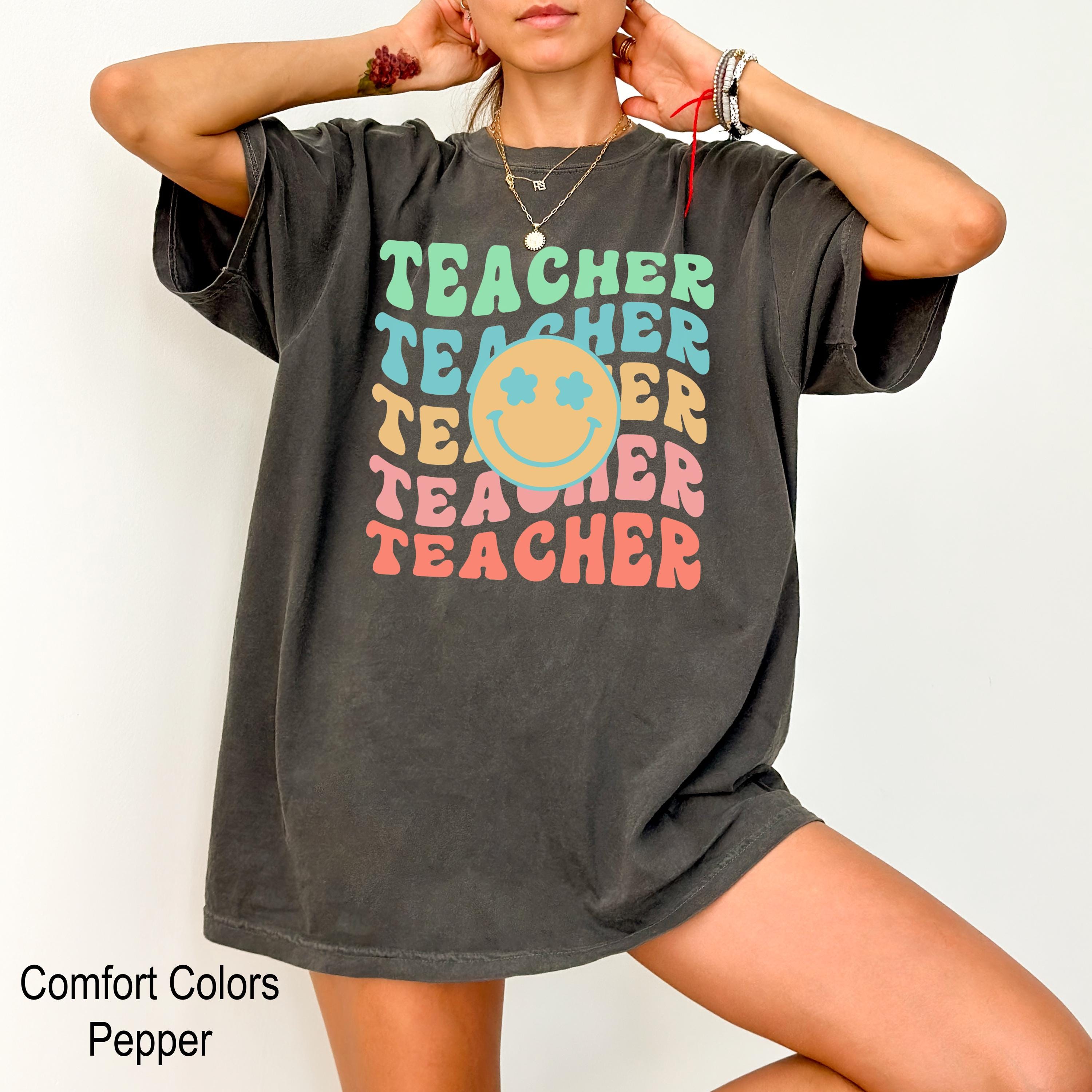 Smile Face Teacher Shirt, Teacher Life Shirt, Retro Teacher Shirt, Funny Teacher T-shirt, Back to School Shirt, Teacher Appreciation