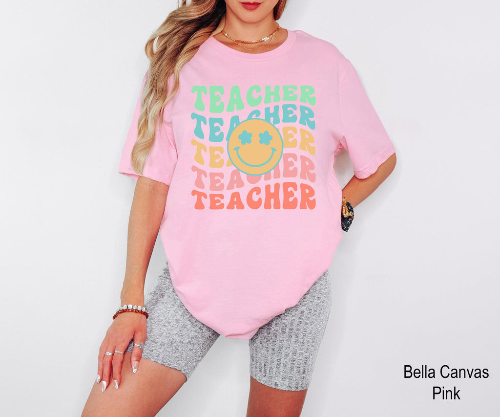 Smile Face Teacher Shirt, Teacher Life Shirt, Retro Teacher Shirt, Funny Teacher T-shirt, Back to School Shirt, Teacher Appreciation