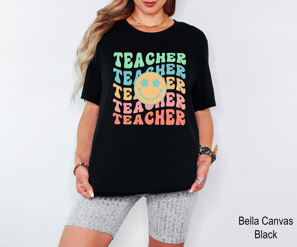 Smile Face Teacher Shirt, Teacher Life Shirt, Retro Teacher Shirt, Funny Teacher T-shirt, Back to School Shirt, Teacher Appreciation