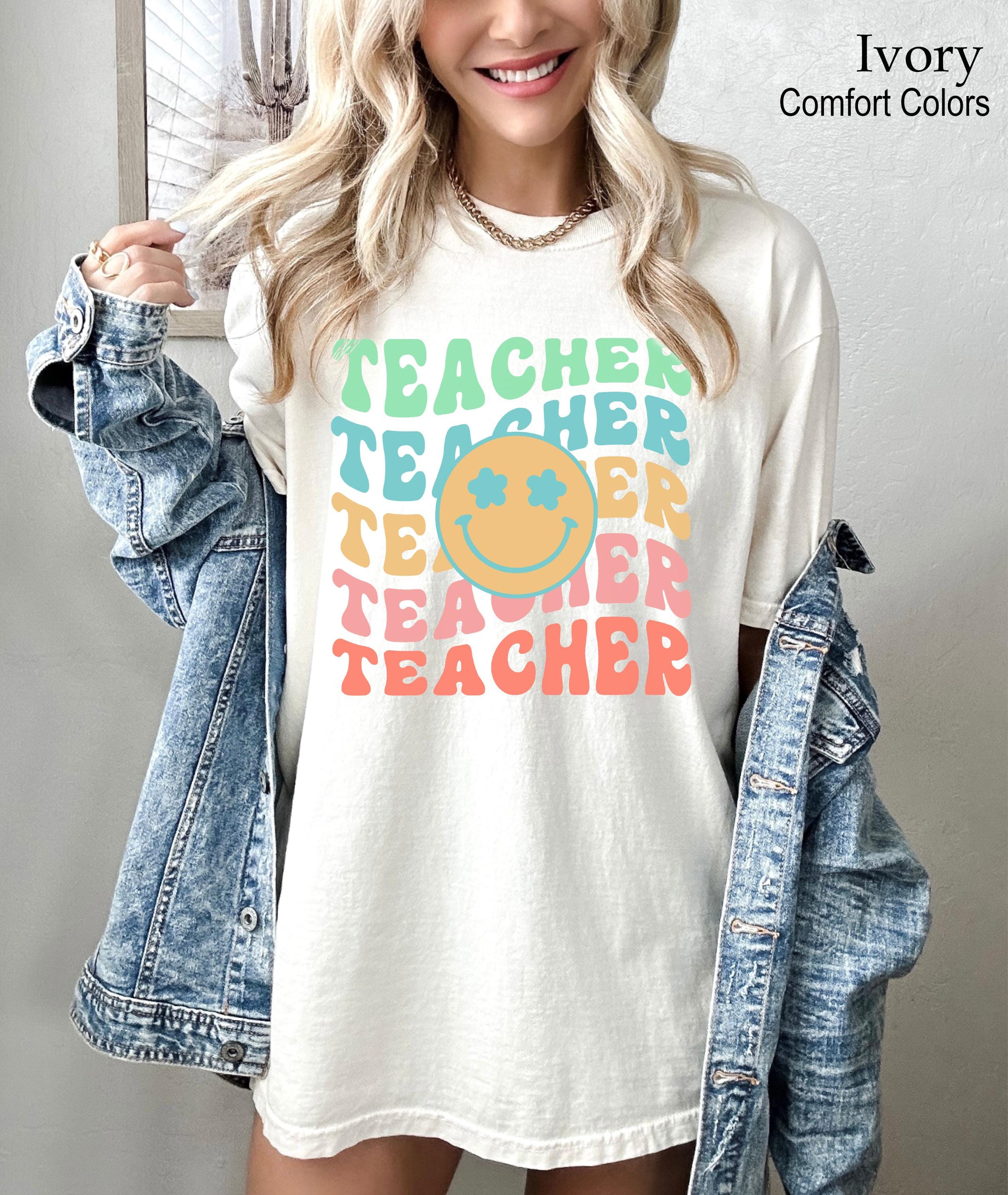 Smile Face Teacher Shirt, Teacher Life Shirt, Retro Teacher Shirt, Funny Teacher T-shirt, Back to School Shirt, Teacher Appreciation