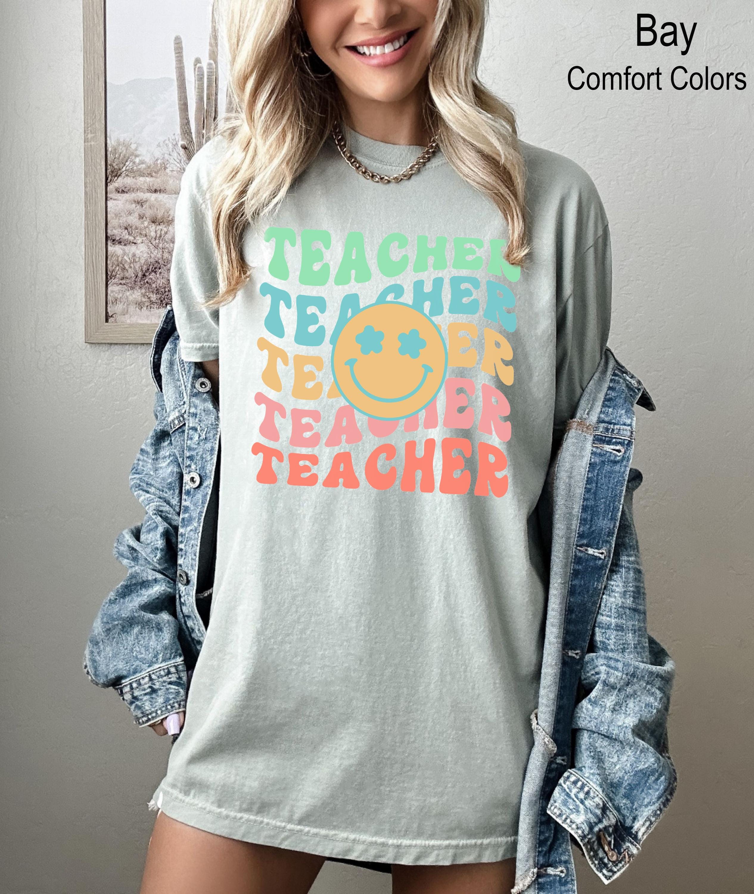 Smile Face Teacher Shirt, Teacher Life Shirt, Retro Teacher Shirt, Funny Teacher T-shirt, Back to School Shirt, Teacher Appreciation