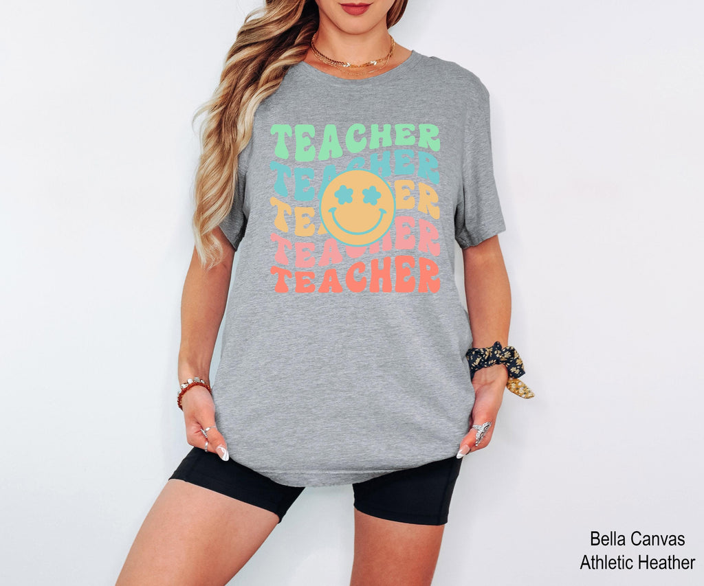 Smile Face Teacher Shirt, Teacher Life Shirt, Retro Teacher Shirt, Funny Teacher T-shirt, Back to School Shirt, Teacher Appreciation