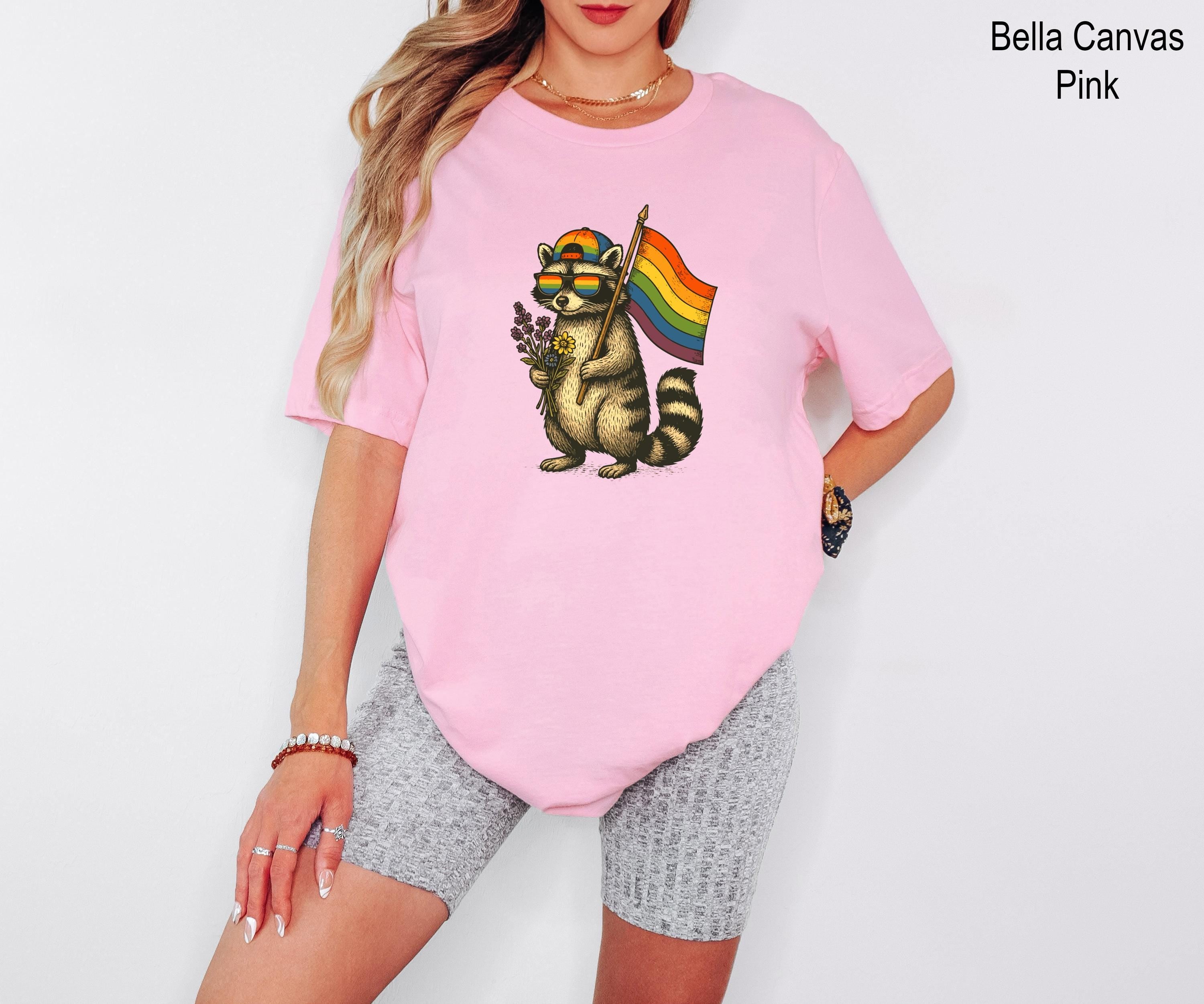 Raccoon Pride Flag Shirt, Pride Month Shirt, Raccoon Shirt, Rainbow Flag Shirt, Queer Animal Graphic Tee, LGBTQ Party Outfit, LGBTQ Shirt