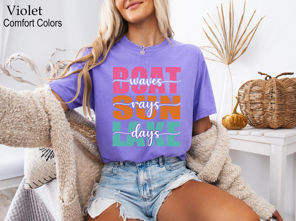 Boat Waves Sun Rays Lake Days Shirt, Summer Vacation Shirt,  Lake Days Trendy Summer Shirt, Lake Day Shirt, Lake Vacation Shirt, Summer Tee