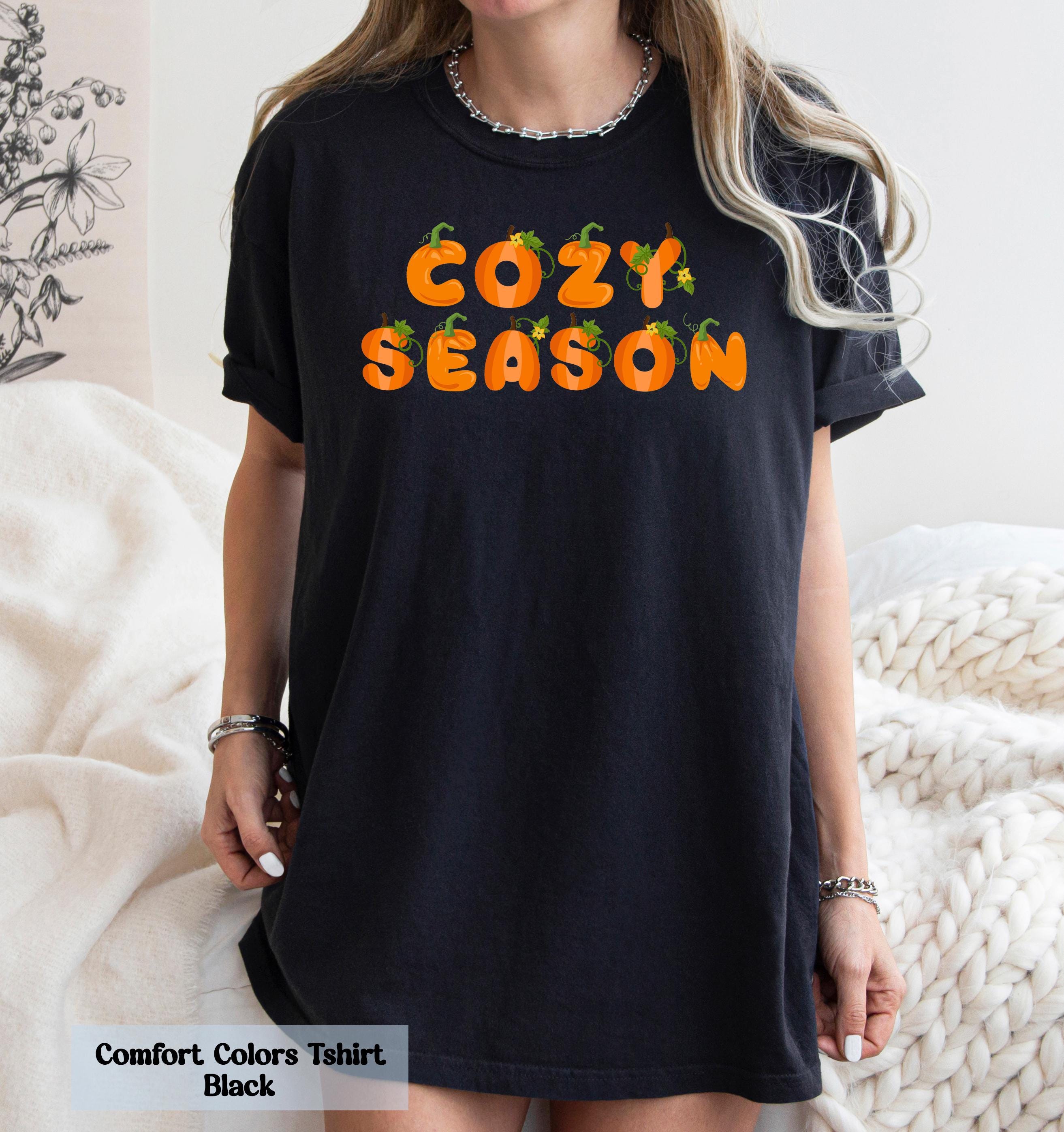Comfort Colors Pumpkin Cozy Season Shirt, Pumpkin Shirt, Tis The Season, Fall Vibes Shirt, Autumn Gift for Her, Pumpkin Spice Latte Shirt