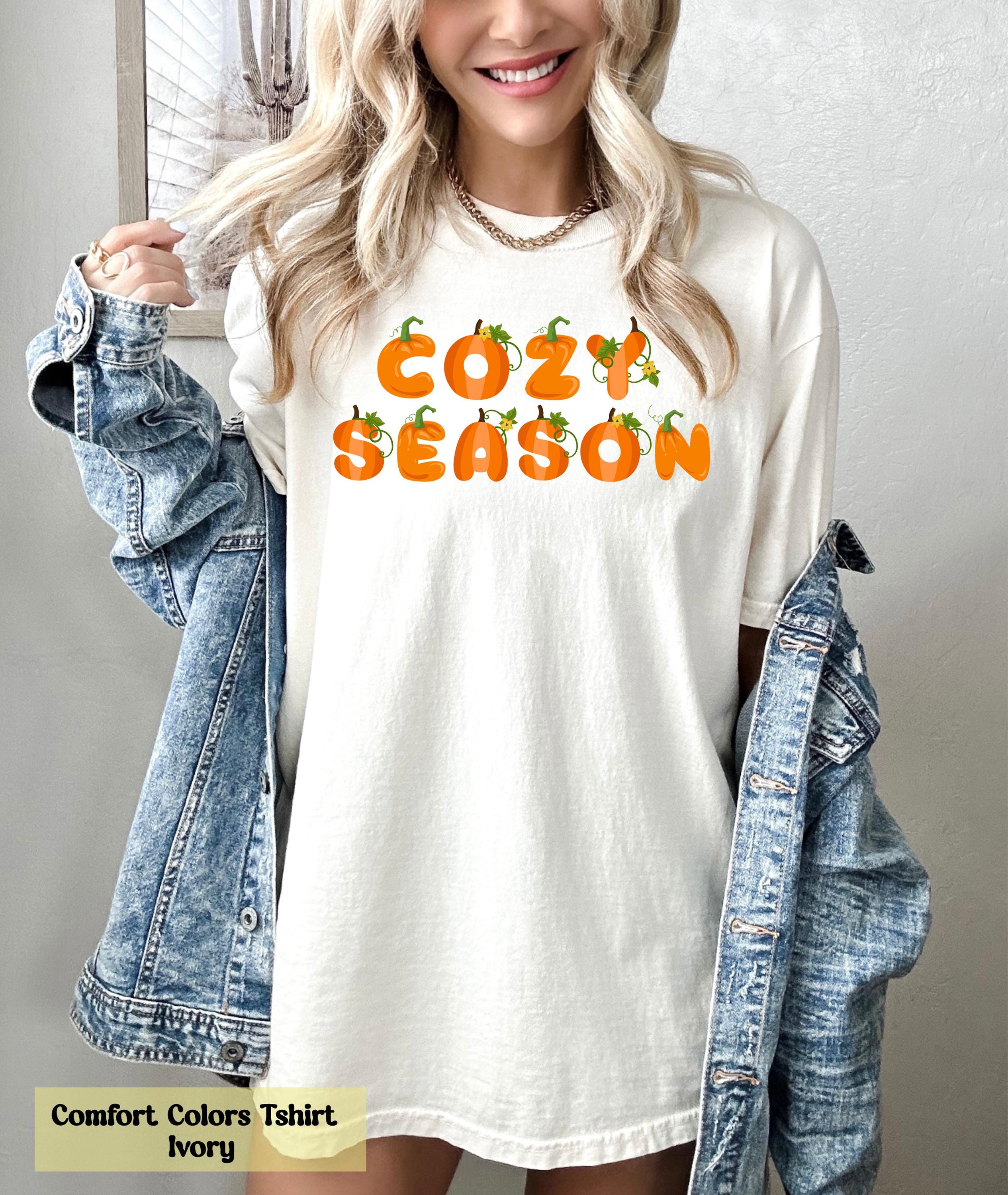 Comfort Colors Pumpkin Cozy Season Shirt, Pumpkin Shirt, Tis The Season, Fall Vibes Shirt, Autumn Gift for Her, Pumpkin Spice Latte Shirt