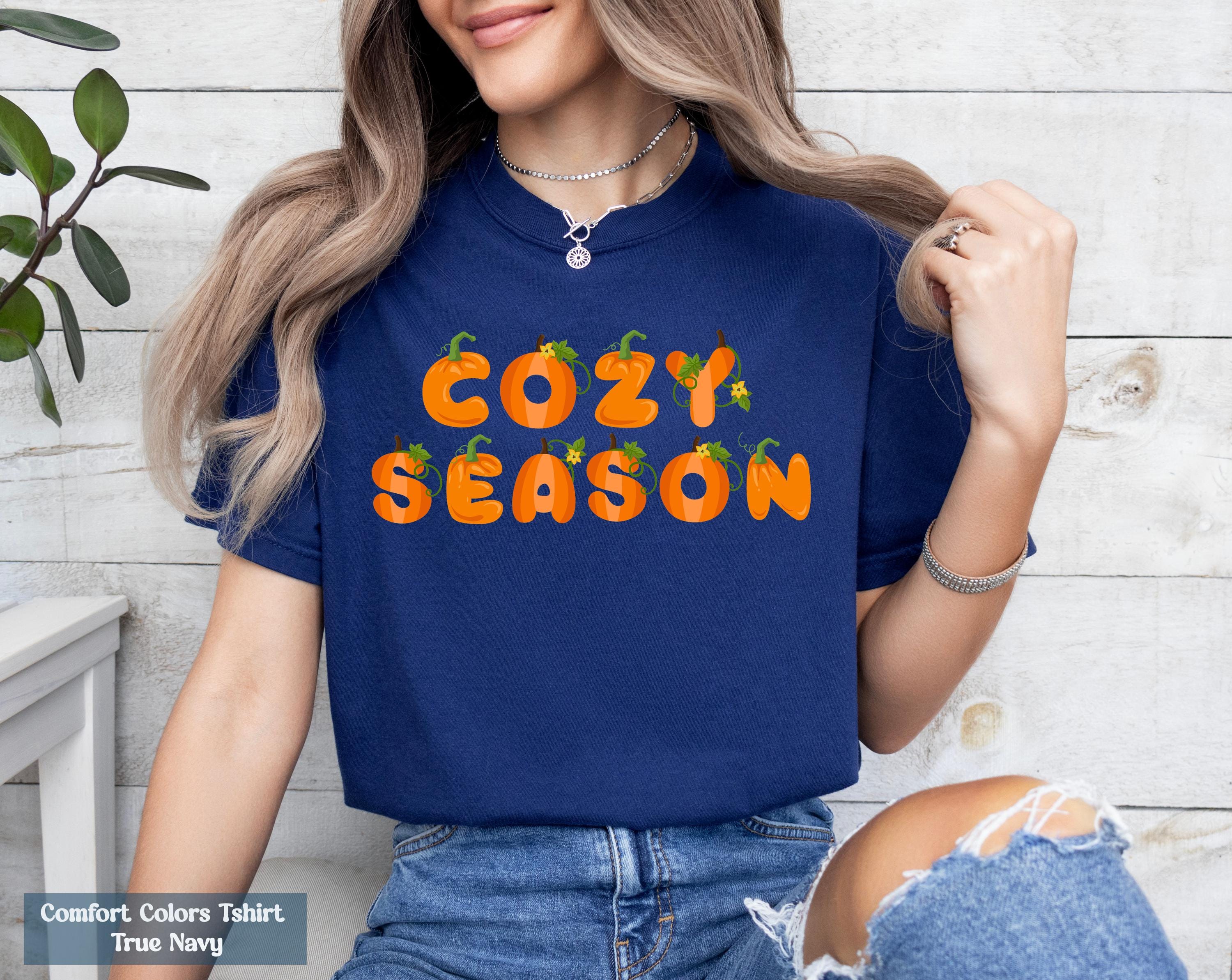 Comfort Colors Pumpkin Cozy Season Shirt, Pumpkin Shirt, Tis The Season, Fall Vibes Shirt, Autumn Gift for Her, Pumpkin Spice Latte Shirt