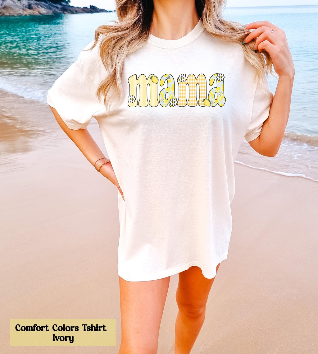 Preppy Mama Lemon T-Shirt, Cute Lemon Floral Mama Shirt, Summer Mama Shirt, Mom Summer Tee, Lemon Print Mom Shirt, Floral Mom Graphic Tee