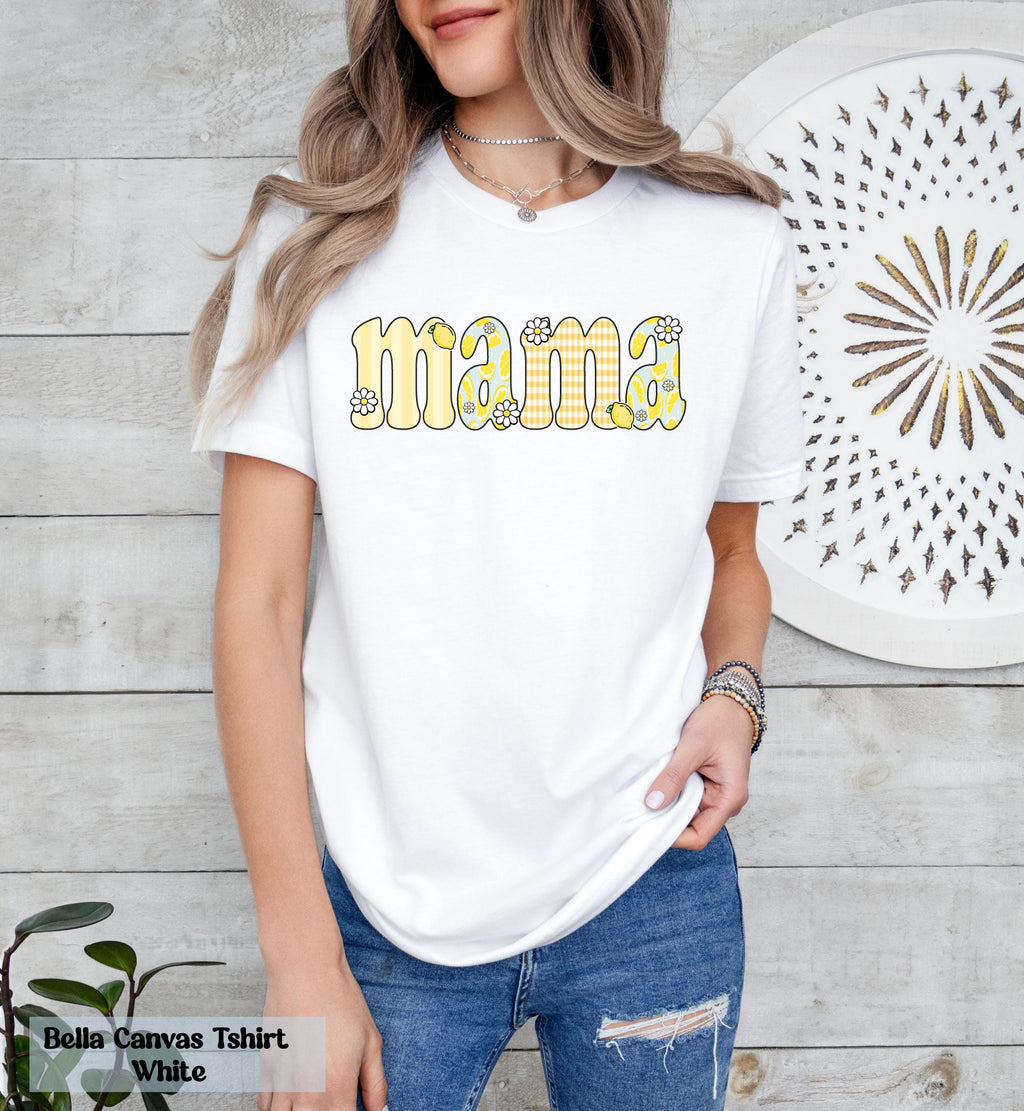 Preppy Mama Lemon T-Shirt, Cute Lemon Floral Mama Shirt, Summer Mama Shirt, Mom Summer Tee, Lemon Print Mom Shirt, Floral Mom Graphic Tee