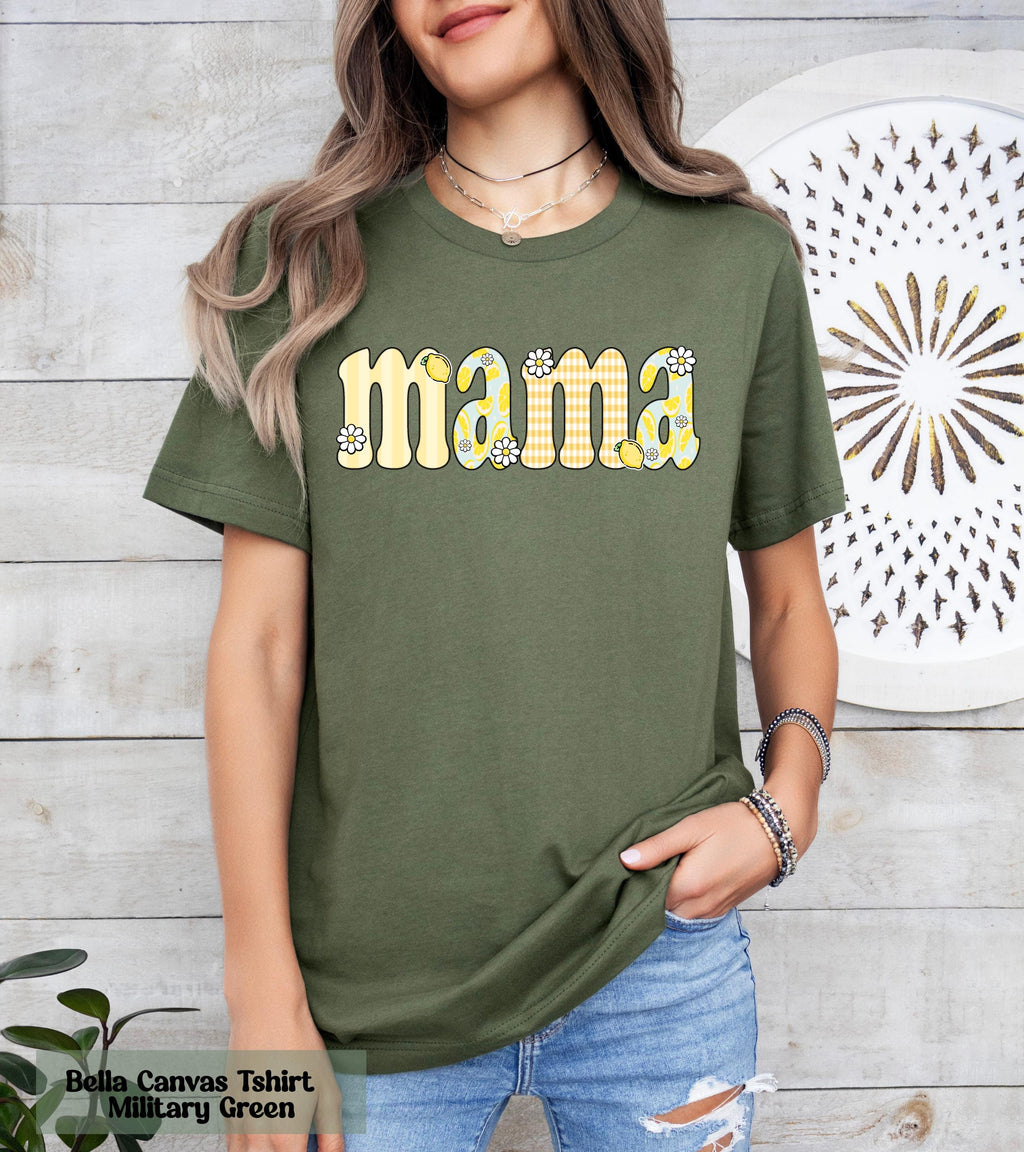 Preppy Mama Lemon T-Shirt, Cute Lemon Floral Mama Shirt, Summer Mama Shirt, Mom Summer Tee, Lemon Print Mom Shirt, Floral Mom Graphic Tee