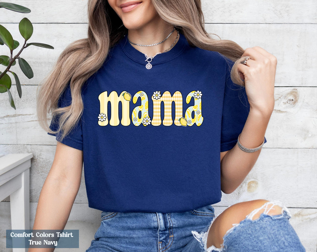 Preppy Mama Lemon T-Shirt, Cute Lemon Floral Mama Shirt, Summer Mama Shirt, Mom Summer Tee, Lemon Print Mom Shirt, Floral Mom Graphic Tee