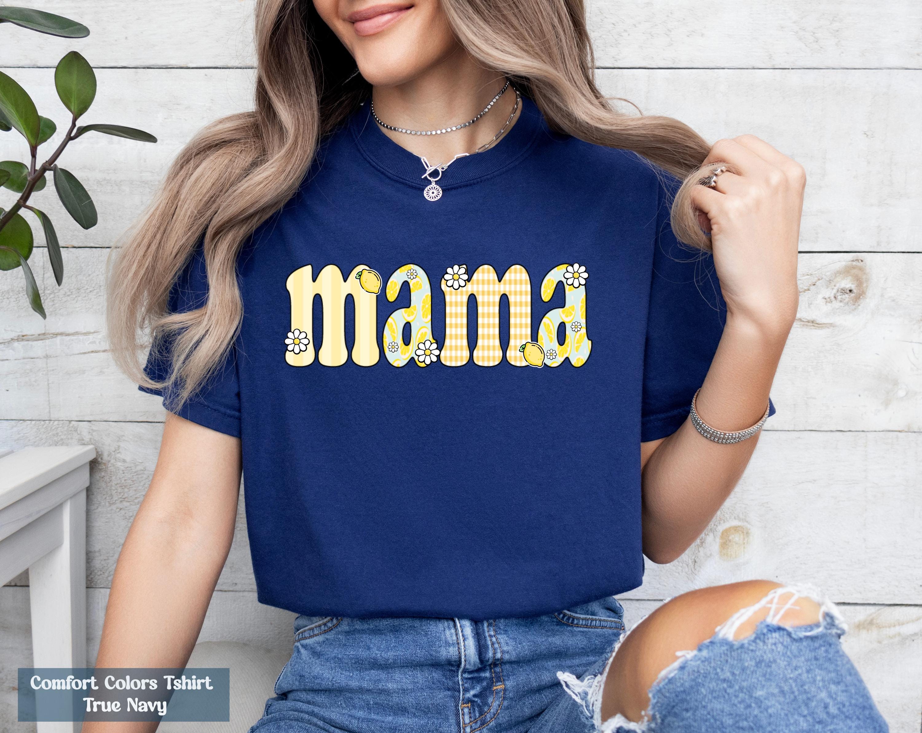 Preppy Mama Lemon T-Shirt, Cute Lemon Floral Mama Shirt, Summer Mama Shirt, Mom Summer Tee, Lemon Print Mom Shirt, Floral Mom Graphic Tee