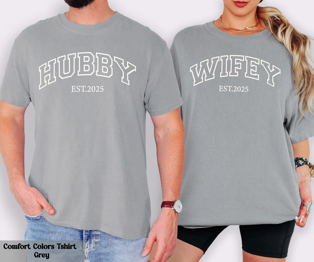 Wifey and Hubby Est Shirt, Wedding Party Shirt, Just Married Shirts, Matching Couple Tee, Honeymoon Shirt, Wife and Hubs Shirts, Wifey Tee