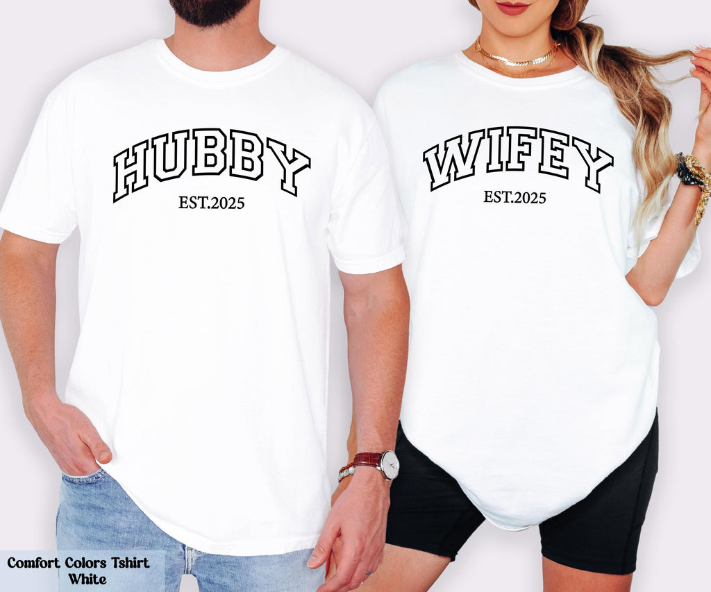 Wifey and Hubby Est Shirt, Wedding Party Shirt, Just Married Shirts, Matching Couple Tee, Honeymoon Shirt, Wife and Hubs Shirts, Wifey Tee