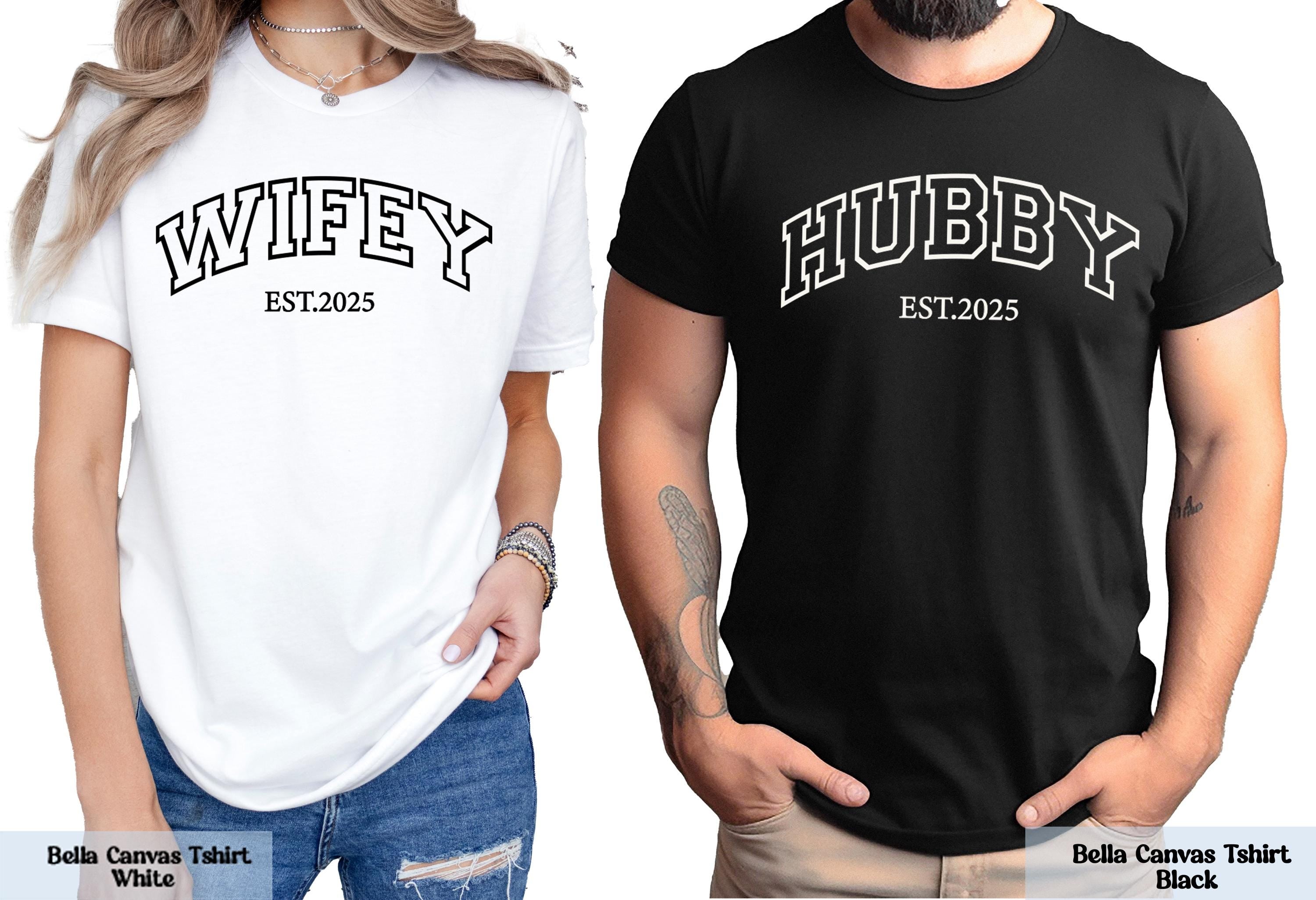 Wifey and Hubby Est Shirt, Wedding Party Shirt, Just Married Shirts, Matching Couple Tee, Honeymoon Shirt, Wife and Hubs Shirts, Wifey Tee