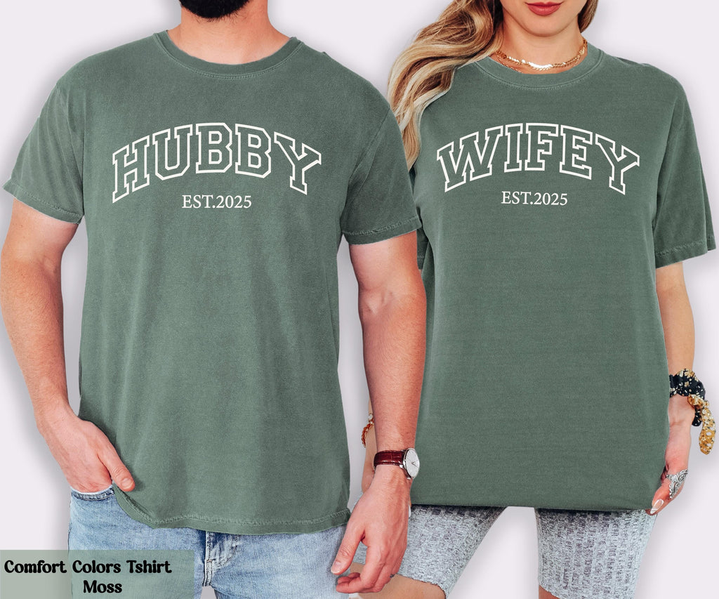 Wifey and Hubby Est Shirt, Wedding Party Shirt, Just Married Shirts, Matching Couple Tee, Honeymoon Shirt, Wife and Hubs Shirts, Wifey Tee
