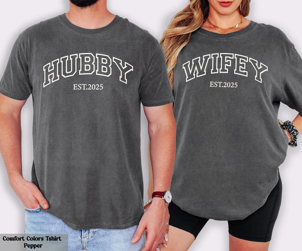 Wifey and Hubby Est Shirt, Wedding Party Shirt, Just Married Shirts, Matching Couple Tee, Honeymoon Shirt, Wife and Hubs Shirts, Wifey Tee