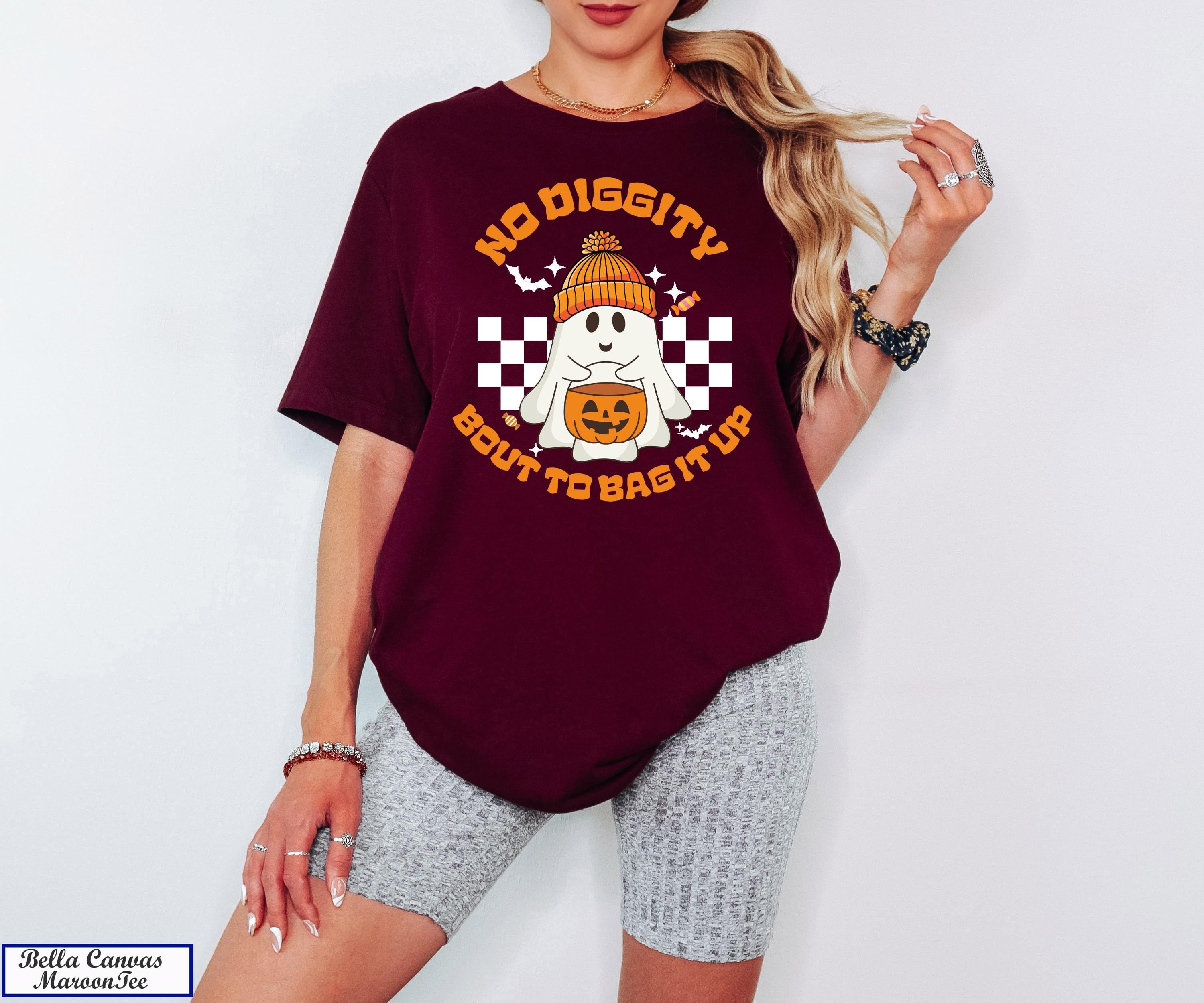 No Diggity Bout To Bag It Up Shirt,Fall Shirt, Ghost Shirt, Halloween Gifts For Her, Retro Halloween Shirt, Retro Ghost Shirt, Spooky Shirt