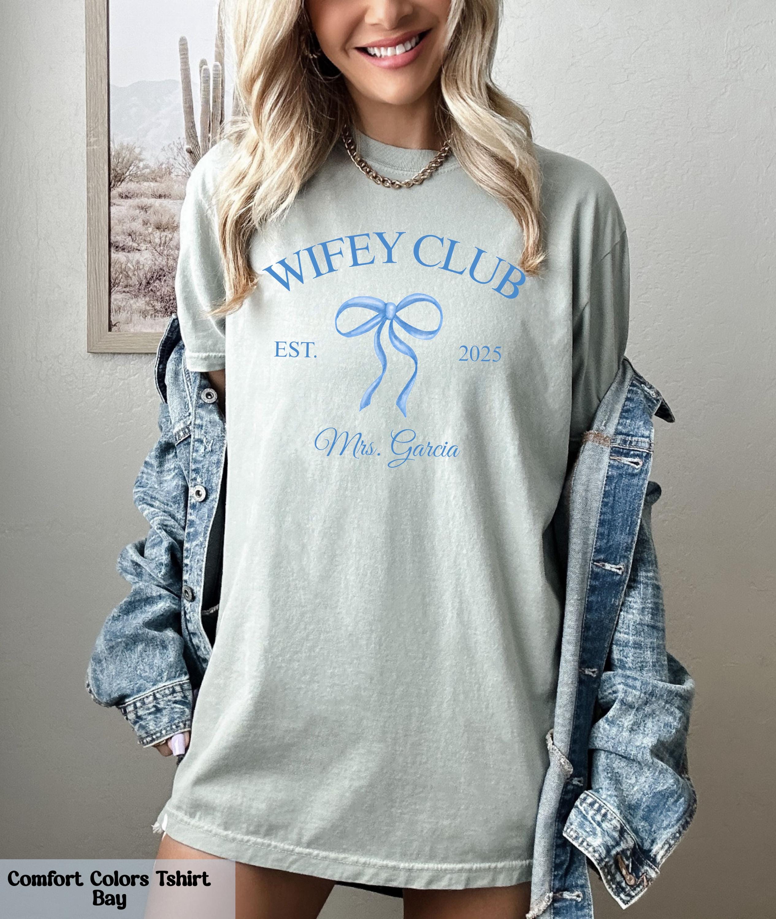 Custom Wifey Club Est T-Shirt, Wife Gift, Engagement Gift, Engagement Announcement, Fiancé T-shirt, Wifey Club Shirt, Coquette Wifey Shirt