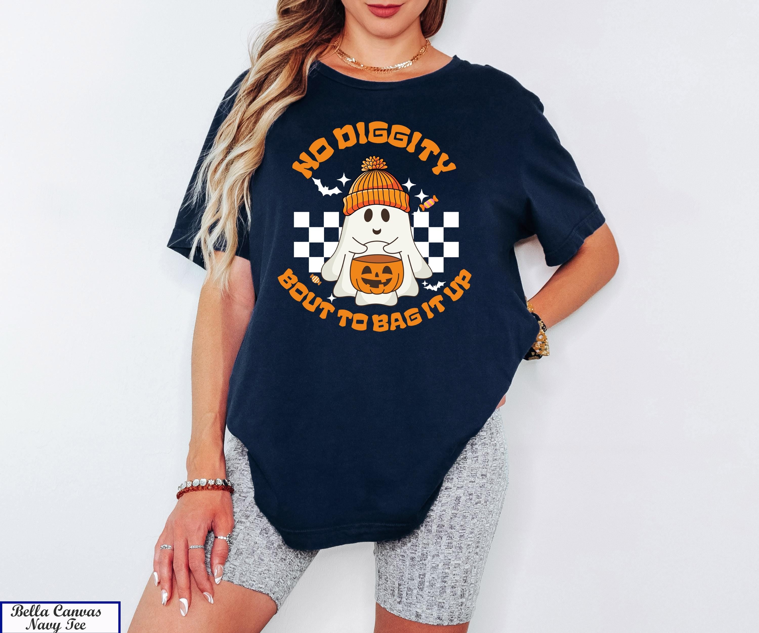 No Diggity Bout To Bag It Up Shirt,Fall Shirt, Ghost Shirt, Halloween Gifts For Her, Retro Halloween Shirt, Retro Ghost Shirt, Spooky Shirt