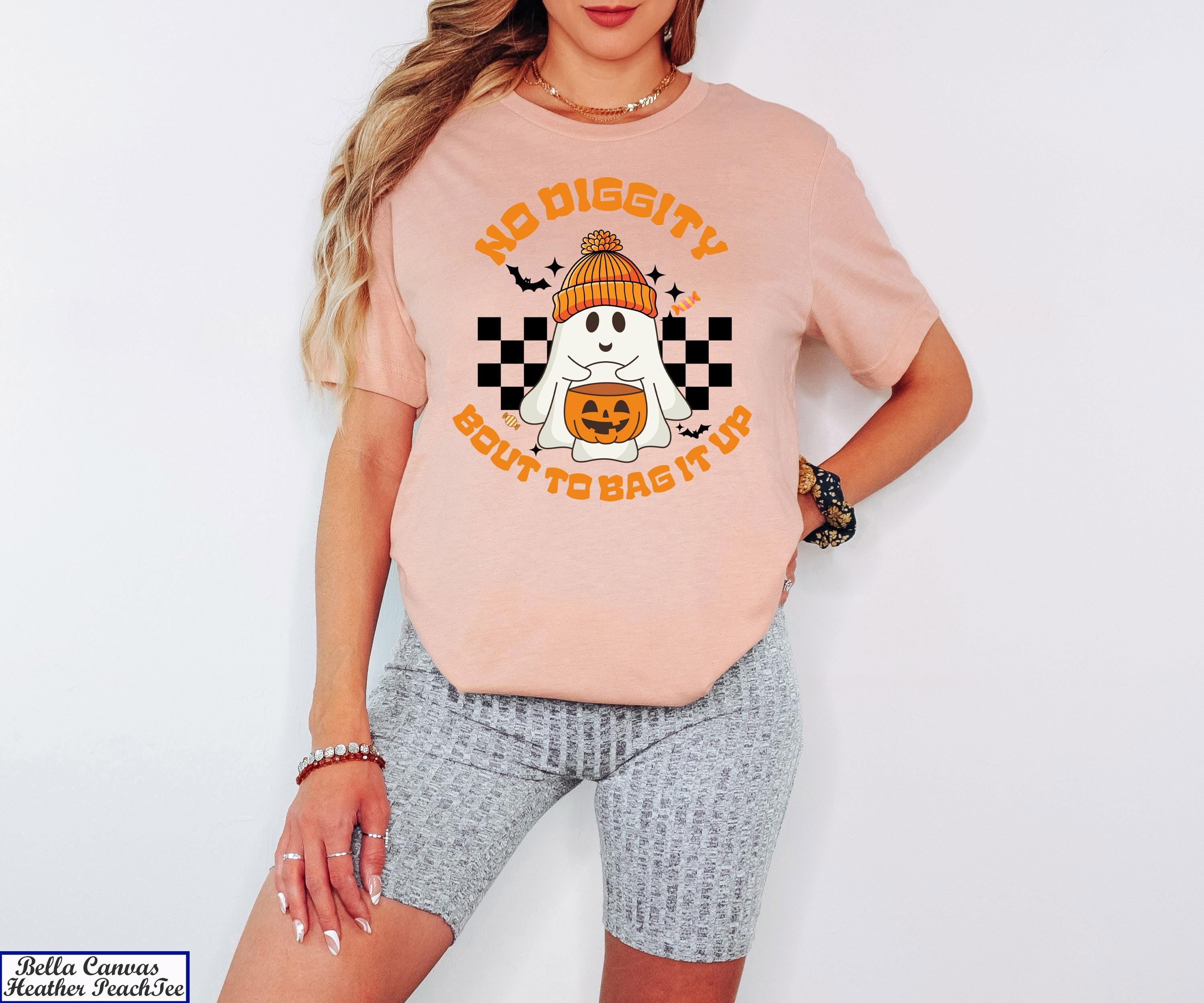 No Diggity Bout To Bag It Up Shirt,Fall Shirt, Ghost Shirt, Halloween Gifts For Her, Retro Halloween Shirt, Retro Ghost Shirt, Spooky Shirt