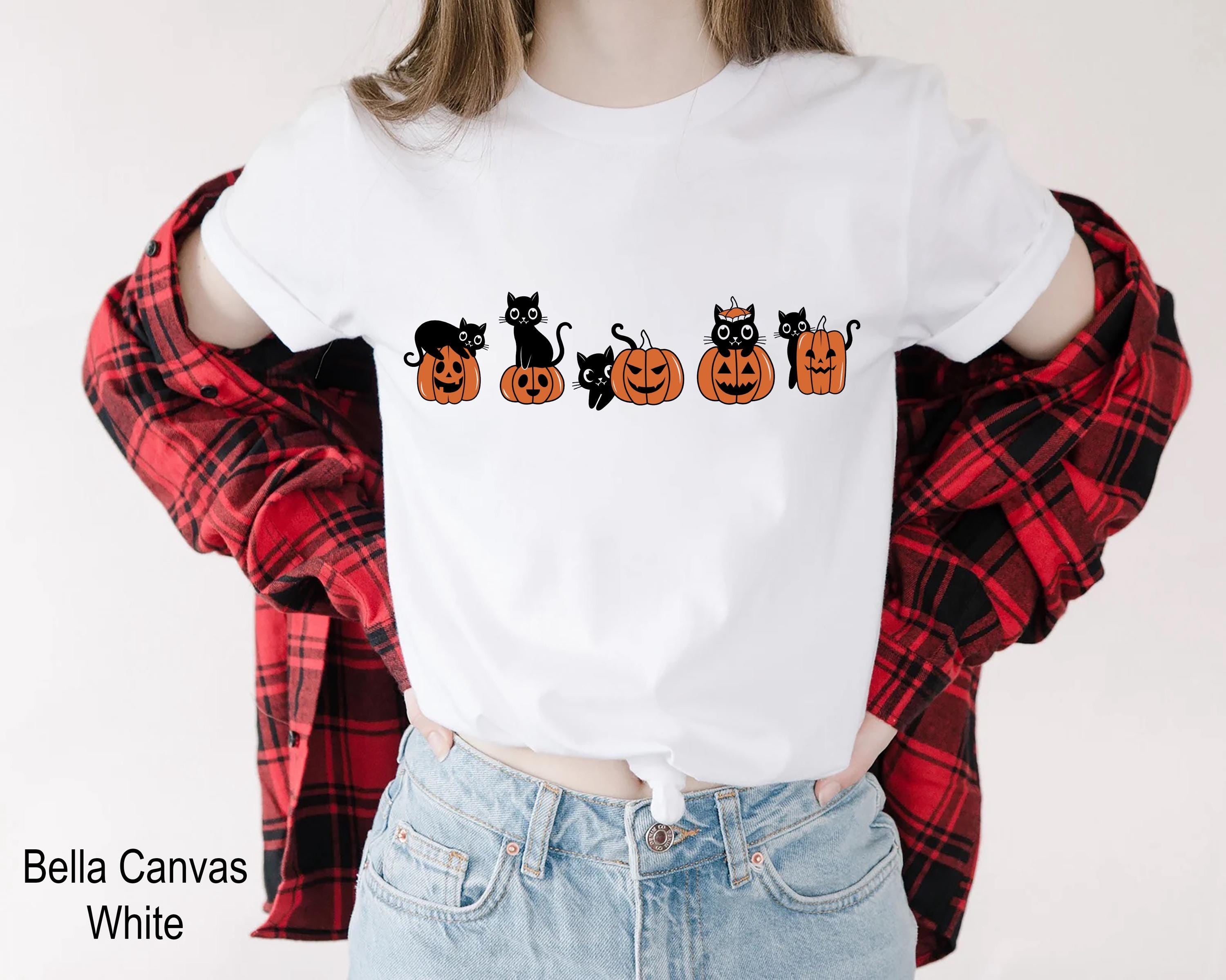 Black Cat Halloween Shirt, Fall Pumpkin Halloween Shirt, Spooky Season Shirt, Halloween Gifts For Cat Lover, Funny Halloween shirt