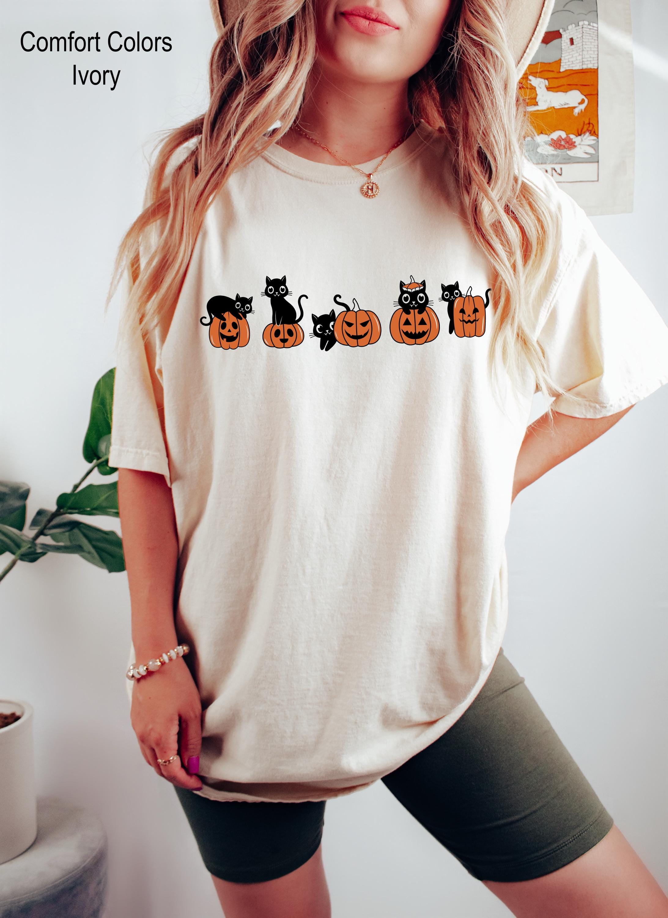 Black Cat Halloween Shirt, Fall Pumpkin Halloween Shirt, Spooky Season Shirt, Halloween Gifts For Cat Lover, Funny Halloween shirt