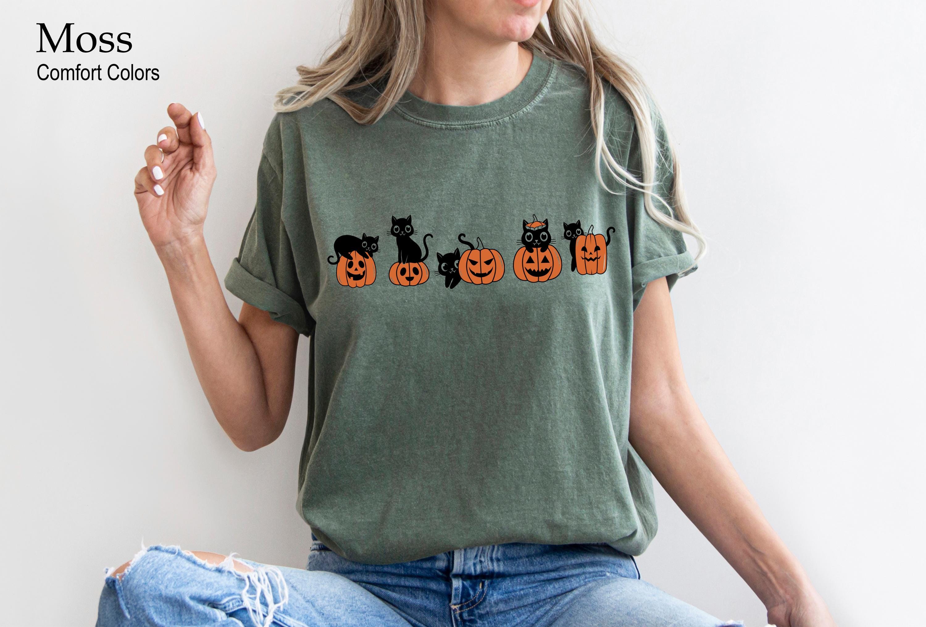 Black Cat Halloween Shirt, Fall Pumpkin Halloween Shirt, Spooky Season Shirt, Halloween Gifts For Cat Lover, Funny Halloween shirt