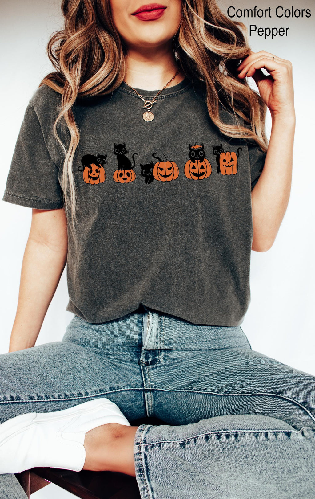 Black Cat Halloween Shirt, Fall Pumpkin Halloween Shirt, Spooky Season Shirt, Halloween Gifts For Cat Lover, Funny Halloween shirt