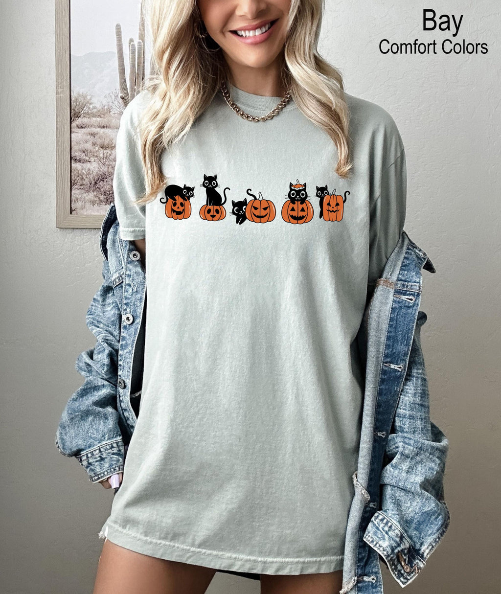 Black Cat Halloween Shirt, Fall Pumpkin Halloween Shirt, Spooky Season Shirt, Halloween Gifts For Cat Lover, Funny Halloween shirt