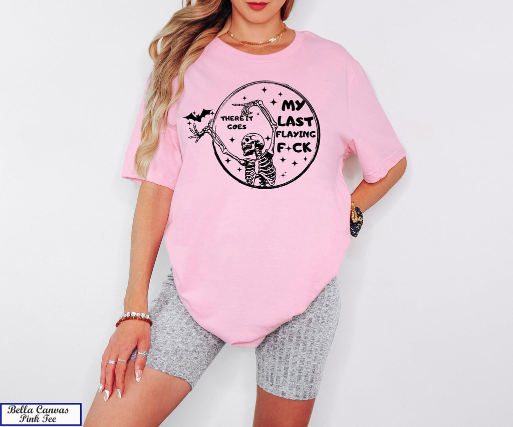 There It Goes My Last Flying F*ck Shirt, Halloween Skeleton Shirt,Funny Sarcastic Tee,Vintage Halloween, Retro Halloween Tee,Fall Shirt
