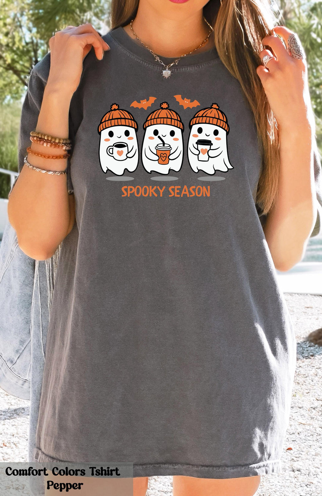 Spooky Season Little Ghosts Coffee Shirt, Ghost Halloween Tee, Cute Ghost Shirt, Little Ghost Ice Coffee Shirt, Halloween Coffee Lover Gift