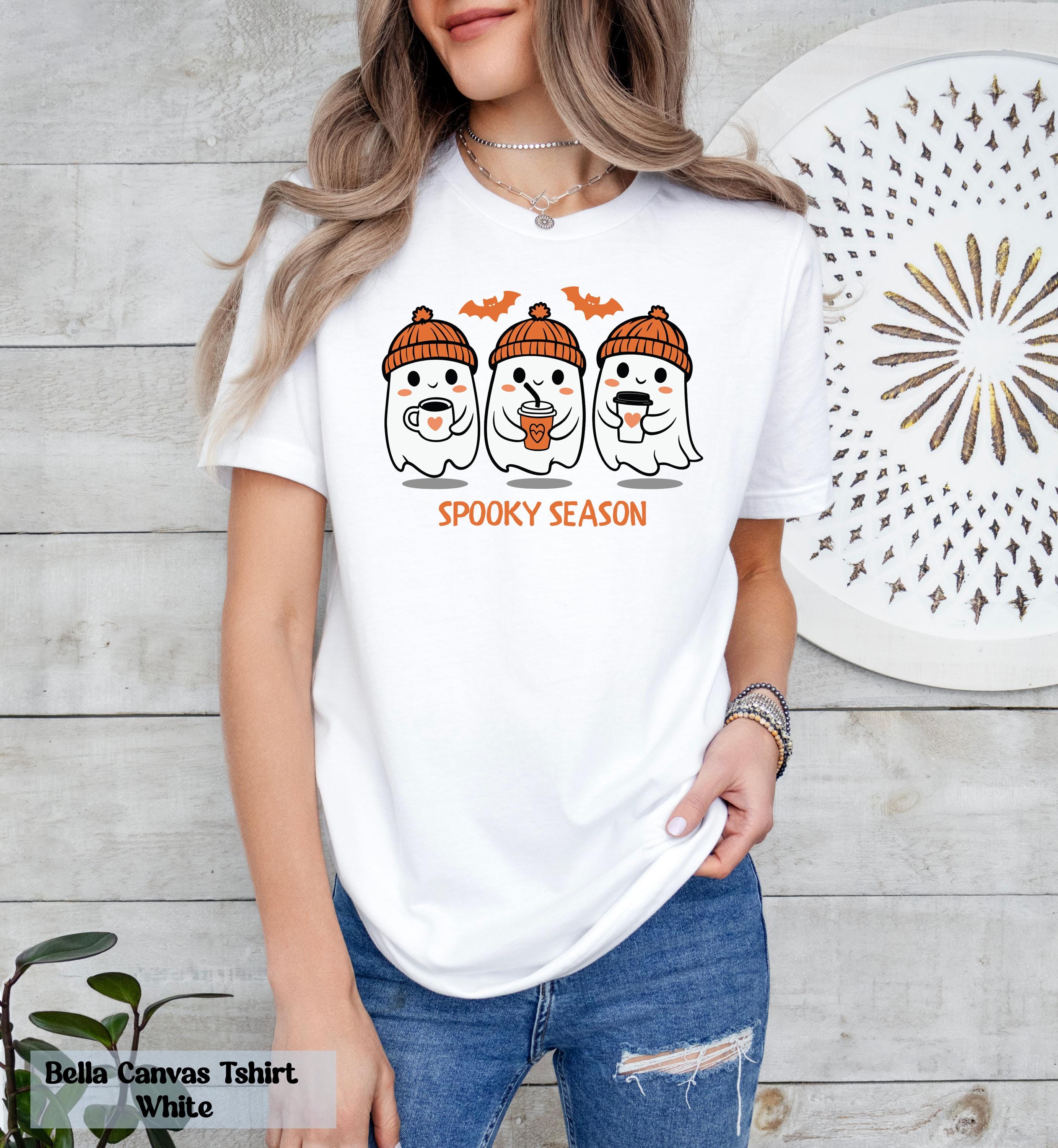 Spooky Season Little Ghosts Coffee Shirt, Ghost Halloween Tee, Cute Ghost Shirt, Little Ghost Ice Coffee Shirt, Halloween Coffee Lover Gift