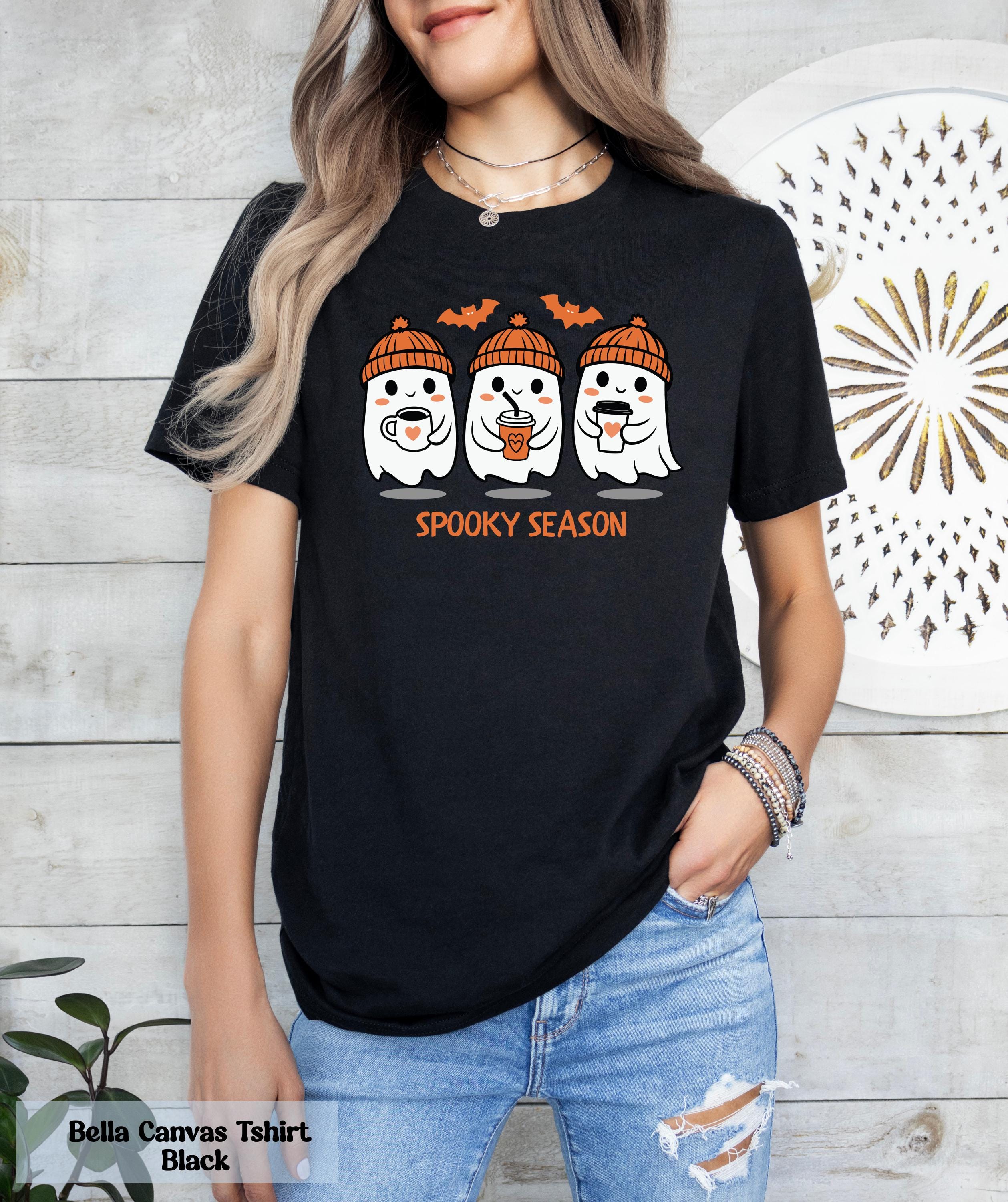 Spooky Season Little Ghosts Coffee Shirt, Ghost Halloween Tee, Cute Ghost Shirt, Little Ghost Ice Coffee Shirt, Halloween Coffee Lover Gift