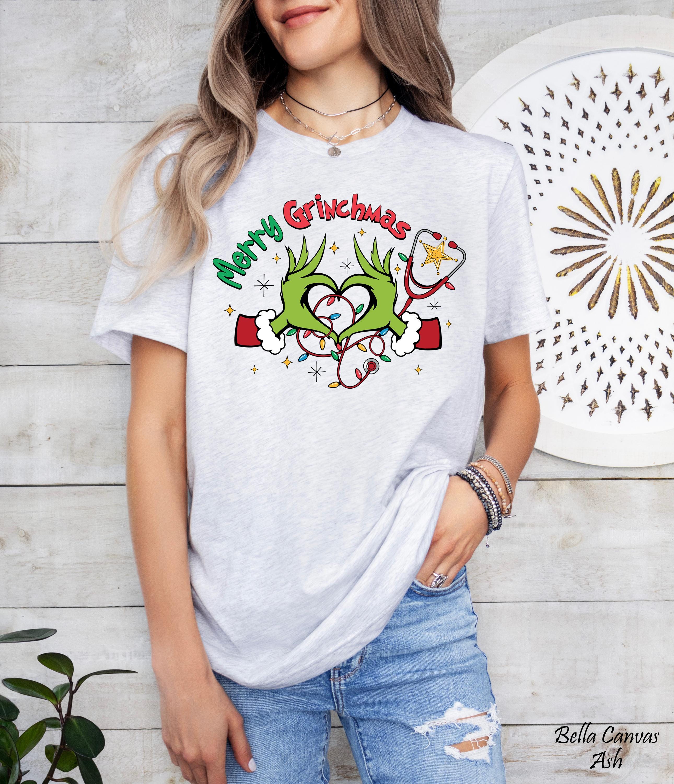 Merry Grinchmas Nurse Shirt, Christmas Nurse T-Shirts, Nurse Gift Shirt,Funny Medical Stethoscope Tee, Christmas Graphic Tee, Holiday Shirt