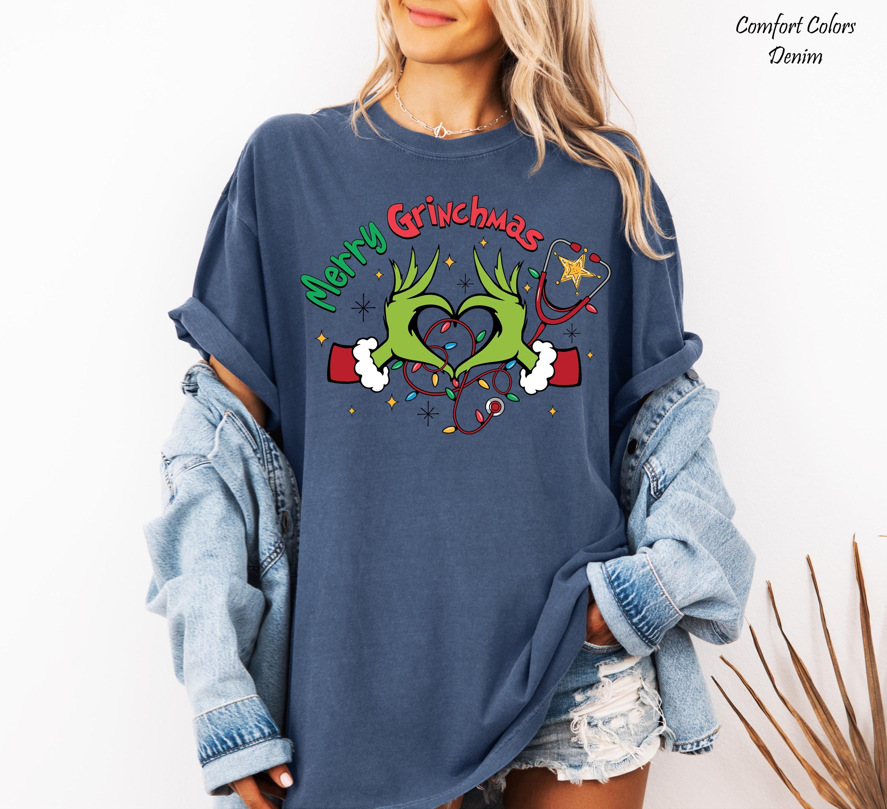 Merry Grinchmas Nurse Shirt, Christmas Nurse T-Shirts, Nurse Gift Shirt,Funny Medical Stethoscope Tee, Christmas Graphic Tee, Holiday Shirt